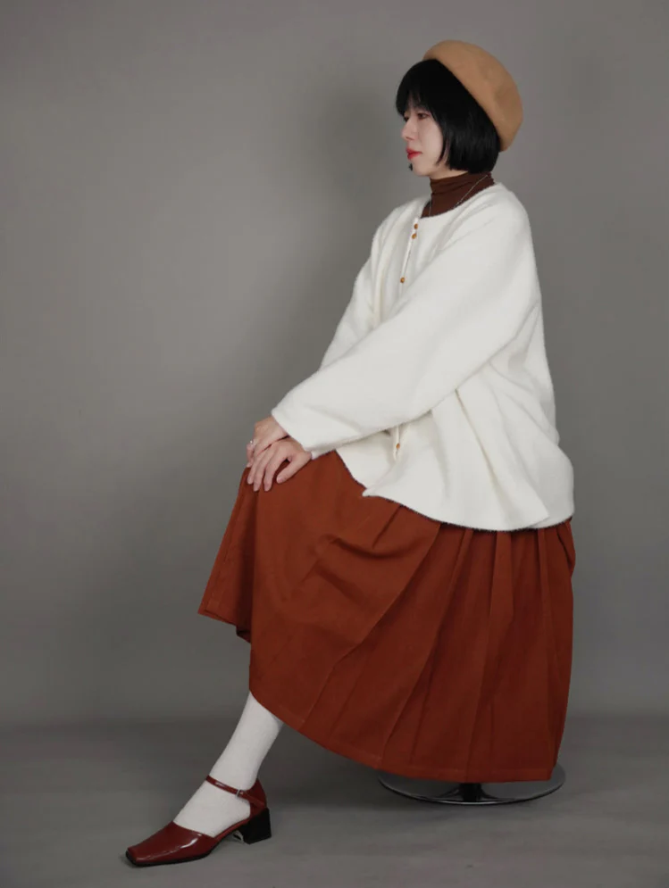 Milk Chocolate 牛奶巧克力 Modernized Ming Plus Size Yuanling Ao Jacket & Midi Mamian Skirt Set - Image 9