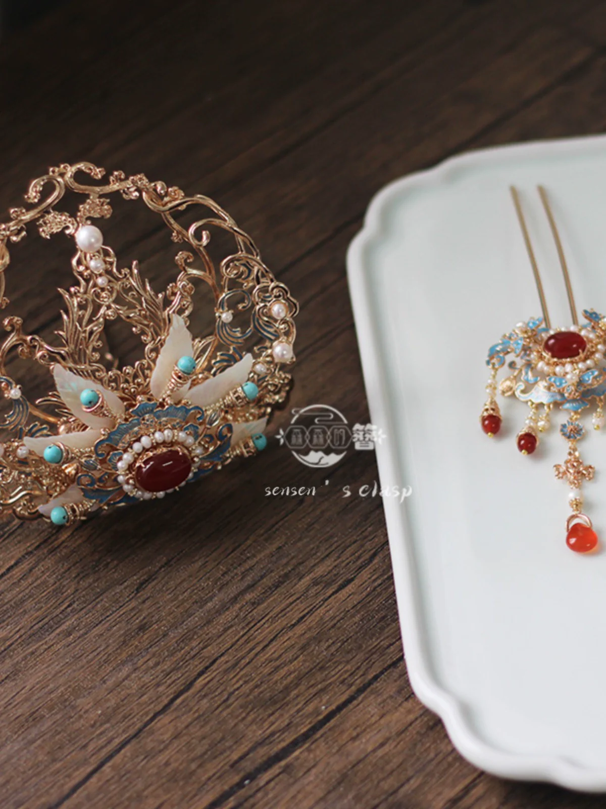 Moshang Yan 陌上烟 Mist on the Country Path Bian Zan Side Tassel Hairpin - Image 4