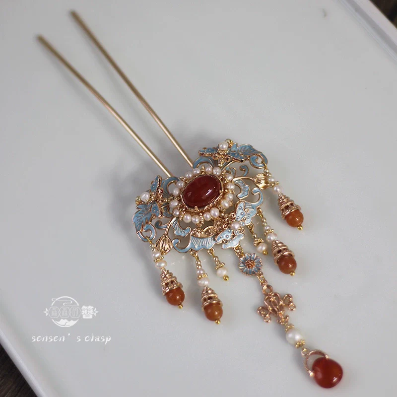 Moshang Yan 陌上烟 Mist on the Country Path Bian Zan Side Tassel Hairpin - Image 6