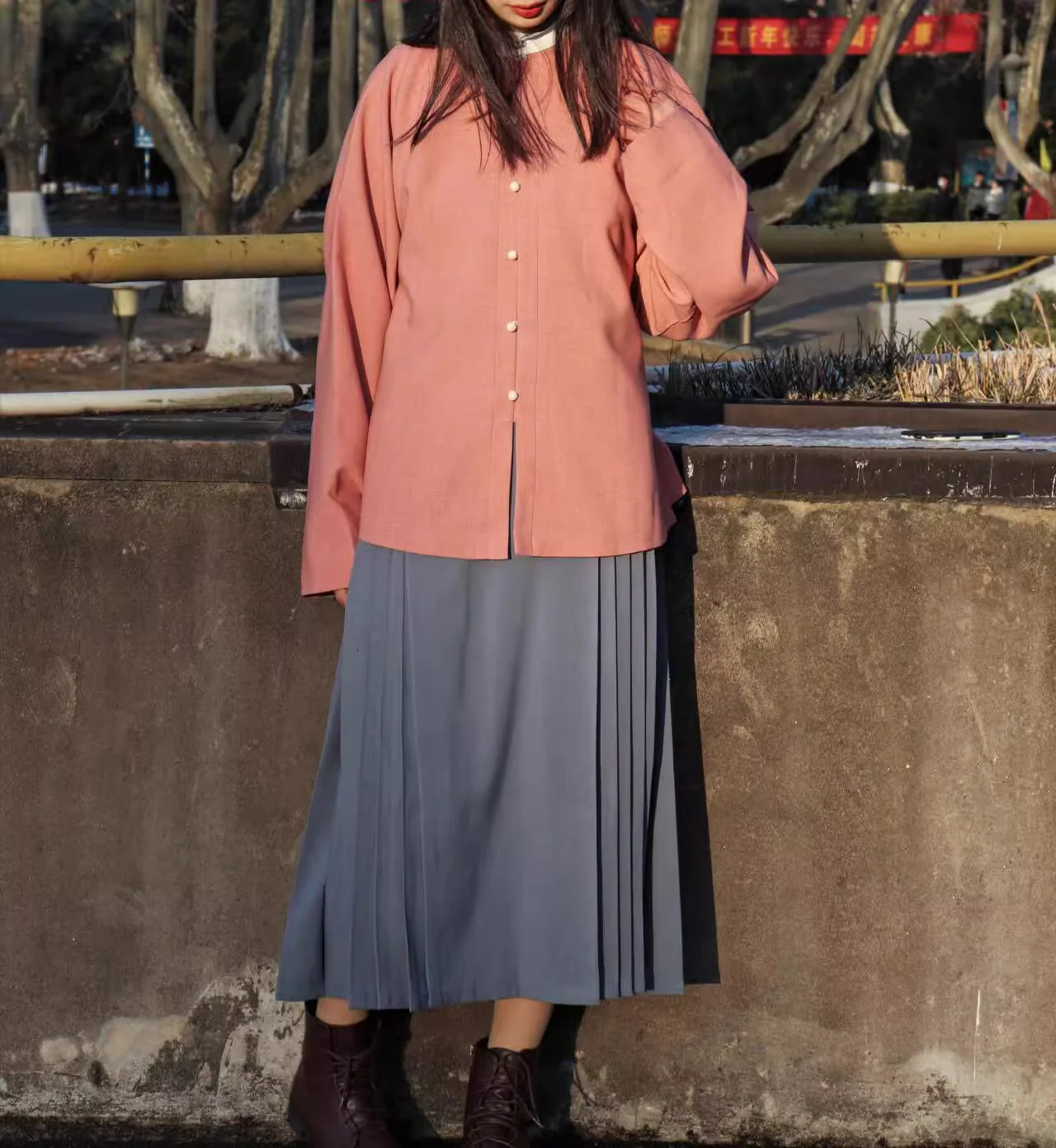 Moka 摩卡 Mocha Daily Buttoned Modernized Mamian Skirt - Image 13