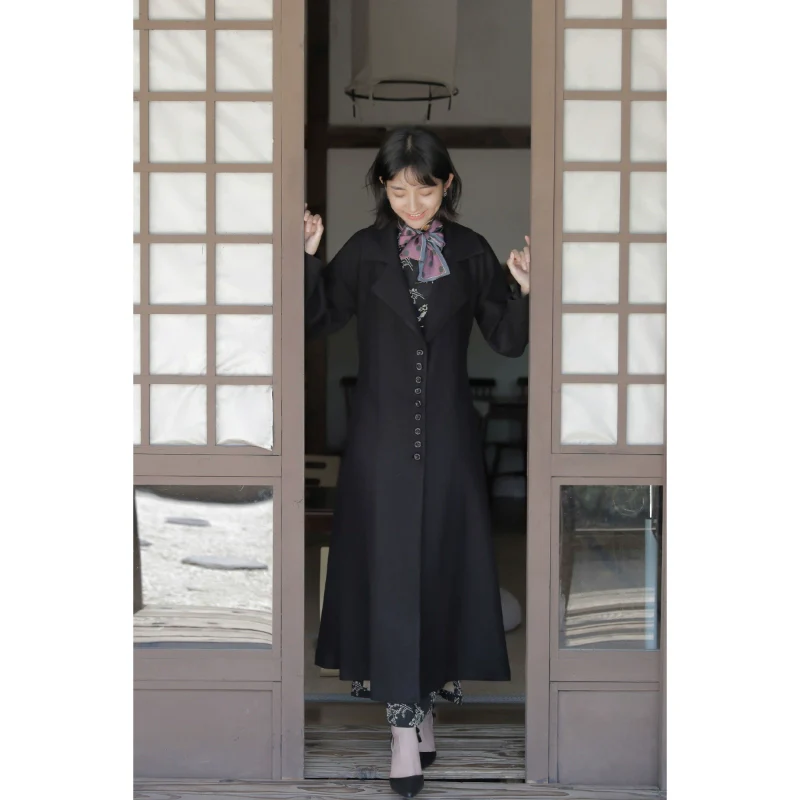Mu Feng 沐风 Pure Wind 1930s Inspired Wool Blend A-line Trench Coat - Image 11