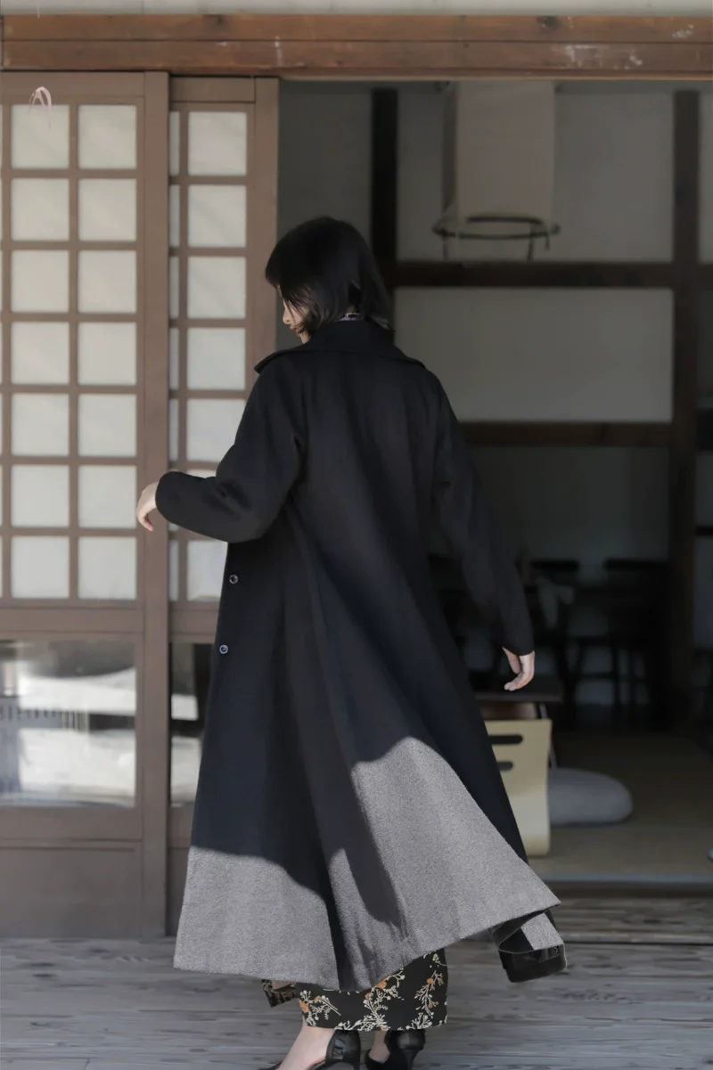 Mu Feng 沐风 Pure Wind 1930s Inspired Wool Blend A-line Trench Coat - Image 3