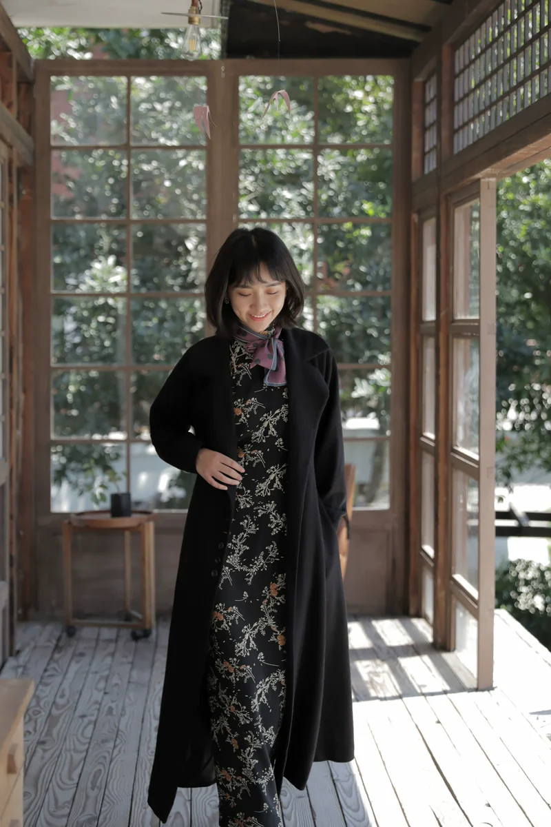 Mu Feng 沐风 Pure Wind 1930s Inspired Wool Blend A-line Trench Coat - Image 7