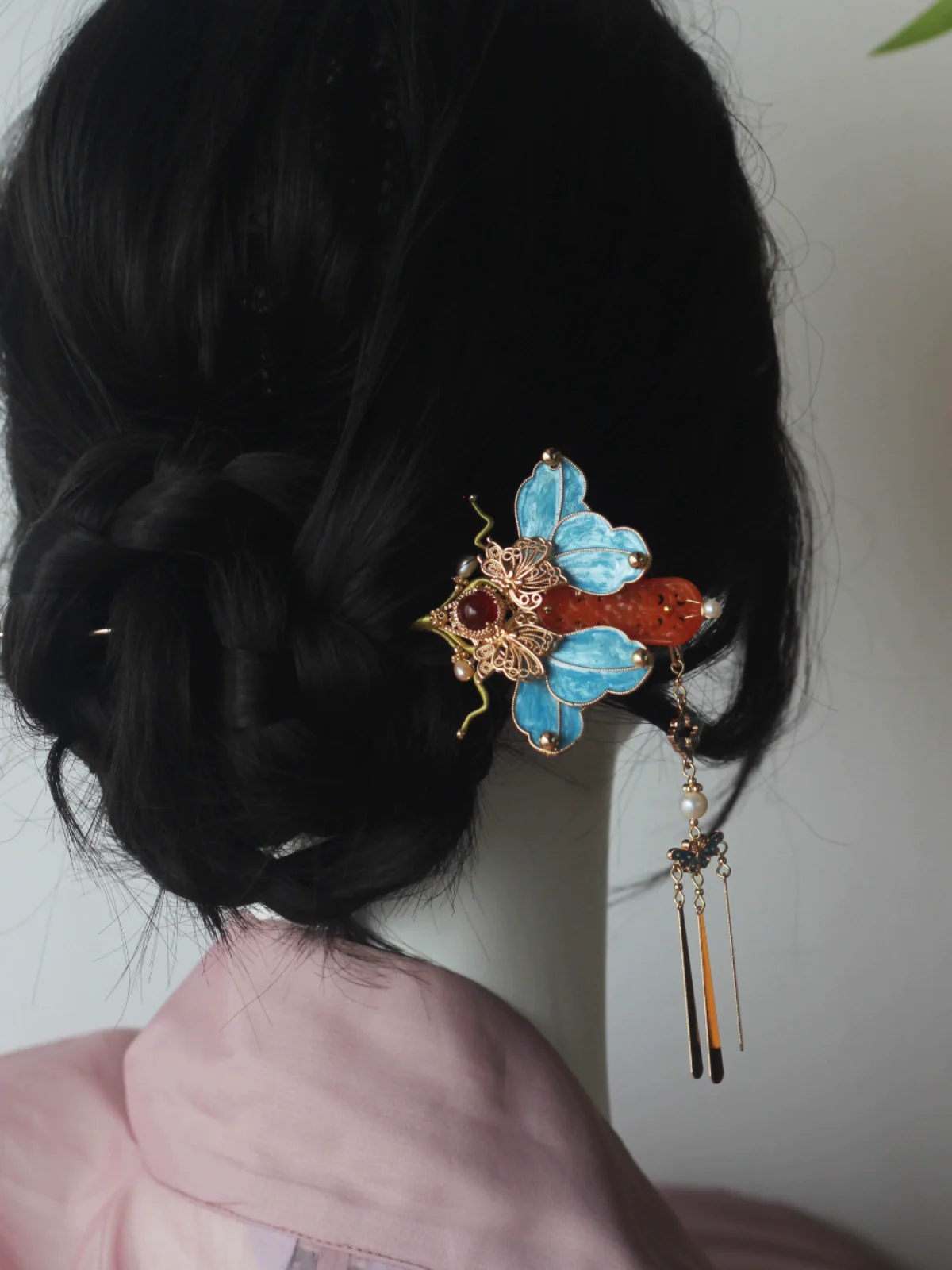 Muguang 慕光 Longing for Light New Chinese Style Crimson Tassel Hairpins - Image 2