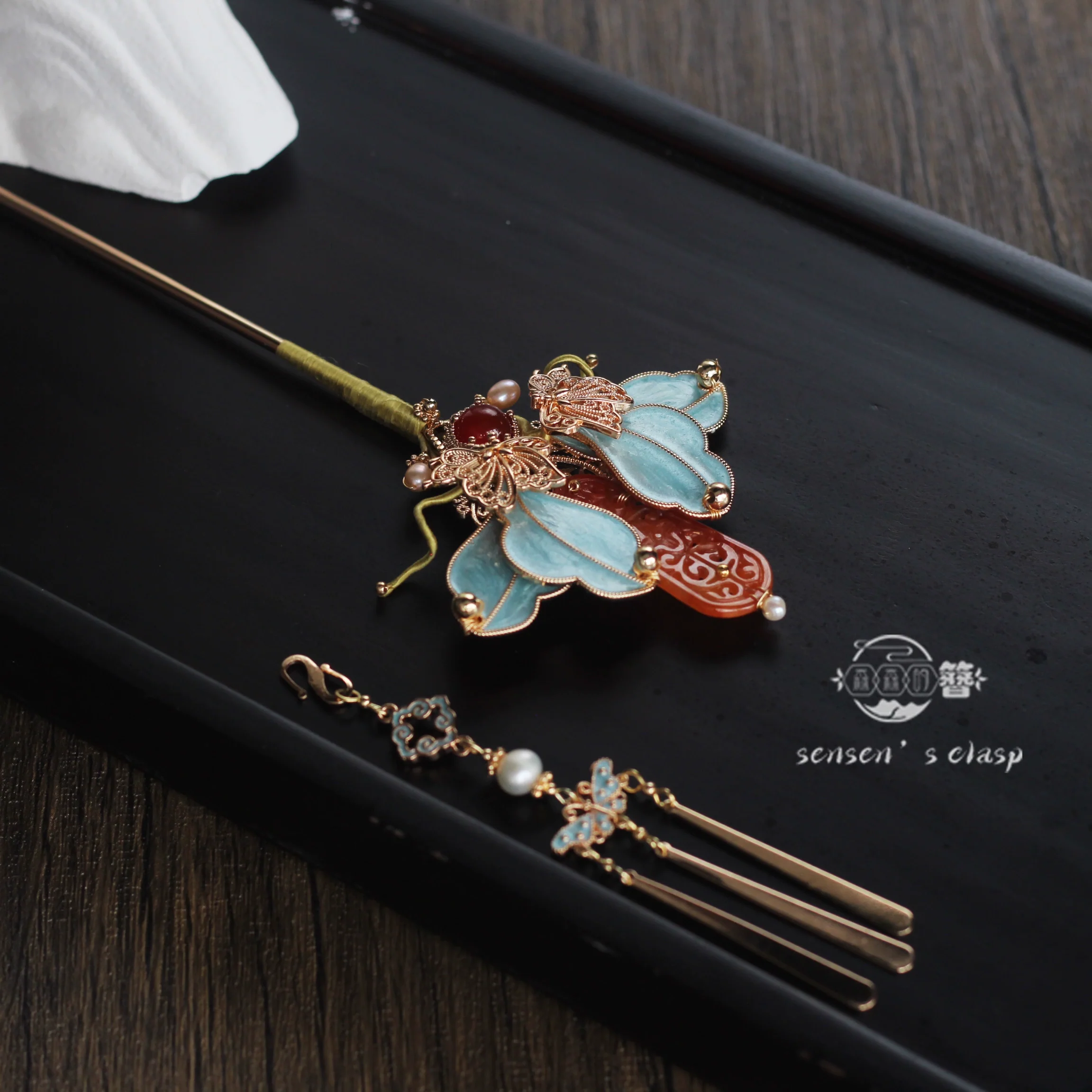 Muguang 慕光 Longing for Light New Chinese Style Crimson Tassel Hairpins - Image 5