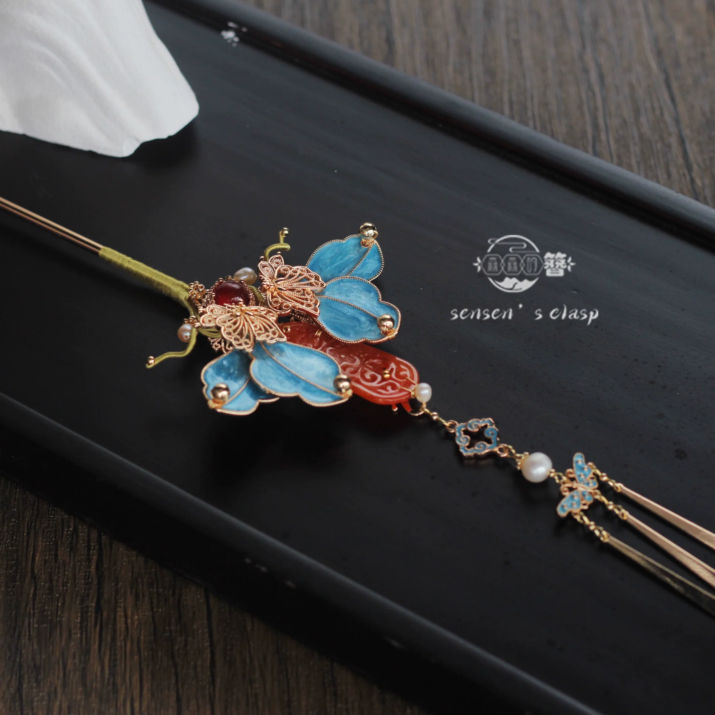 Muguang 慕光 Longing for Light New Chinese Style Crimson Tassel Hairpins - Image 6
