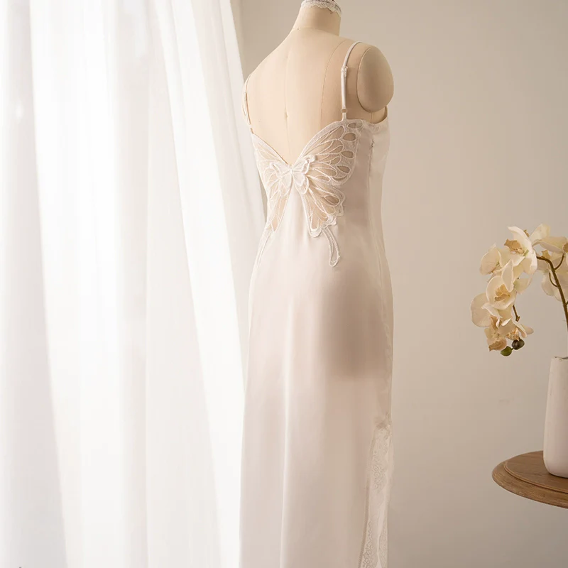 Nai You 奶油 Cream Butterfly Republican Era Lace Qipao Slip Dress - Image 6