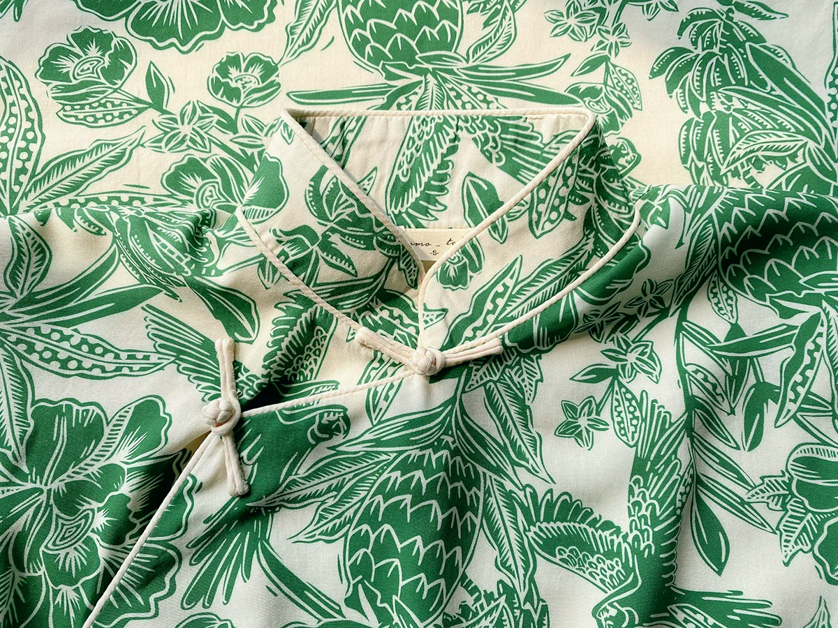 Nan Yang 南洋 Southern Borders 1950s Jungle Print Cap Sleeve Daily Qipao - Image 10