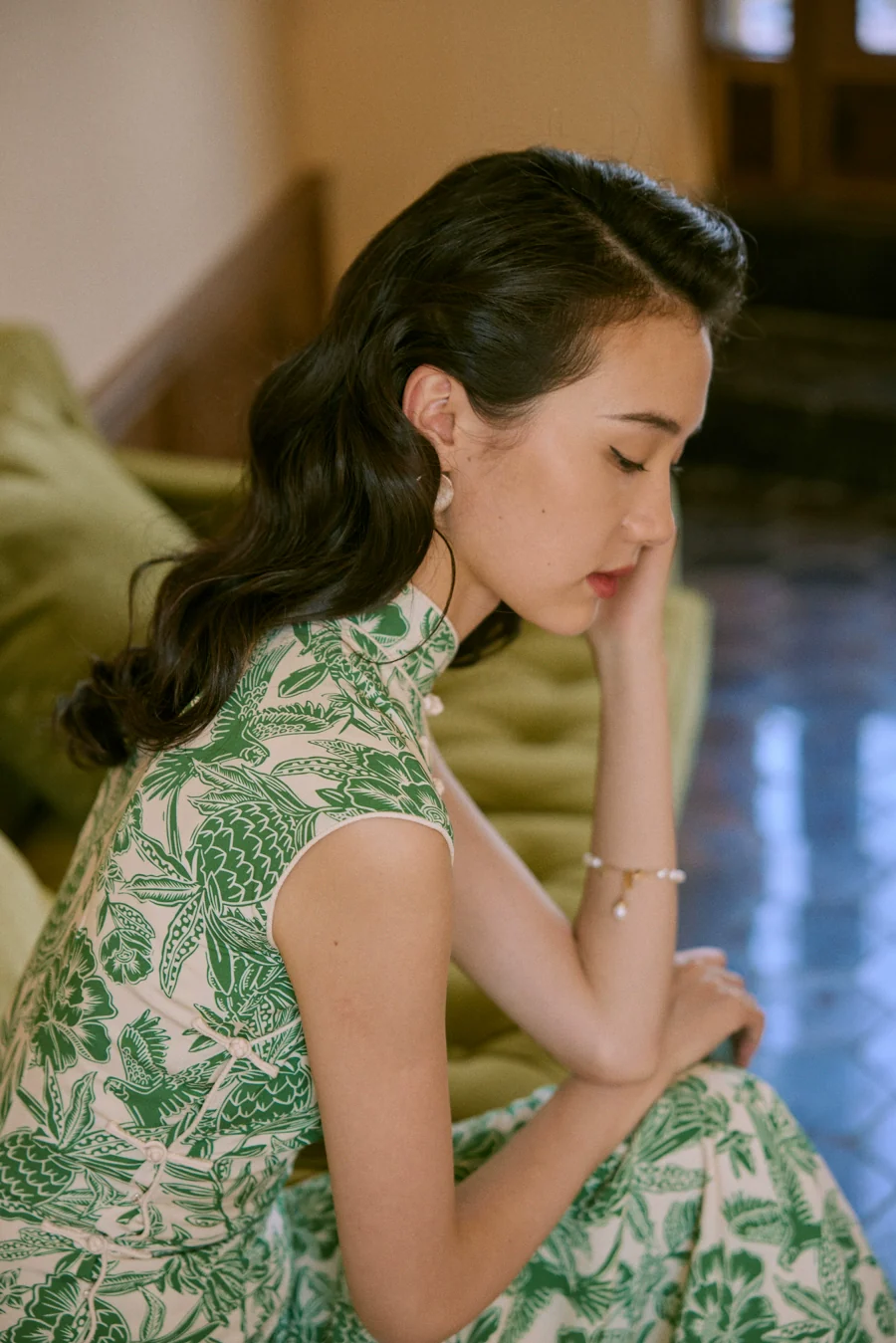 Nan Yang 南洋 Southern Borders 1950s Jungle Print Cap Sleeve Daily Qipao - Image 6