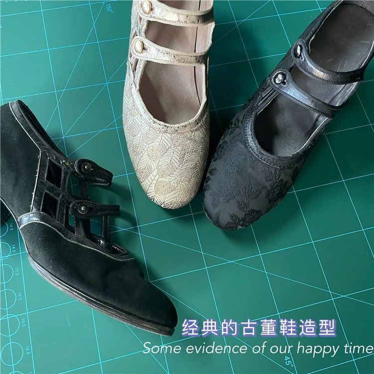 Nightcap 睡前酒 1920s Reproduction Cowhide Leather Jacquard Kitten Heel Shoes - Image 17