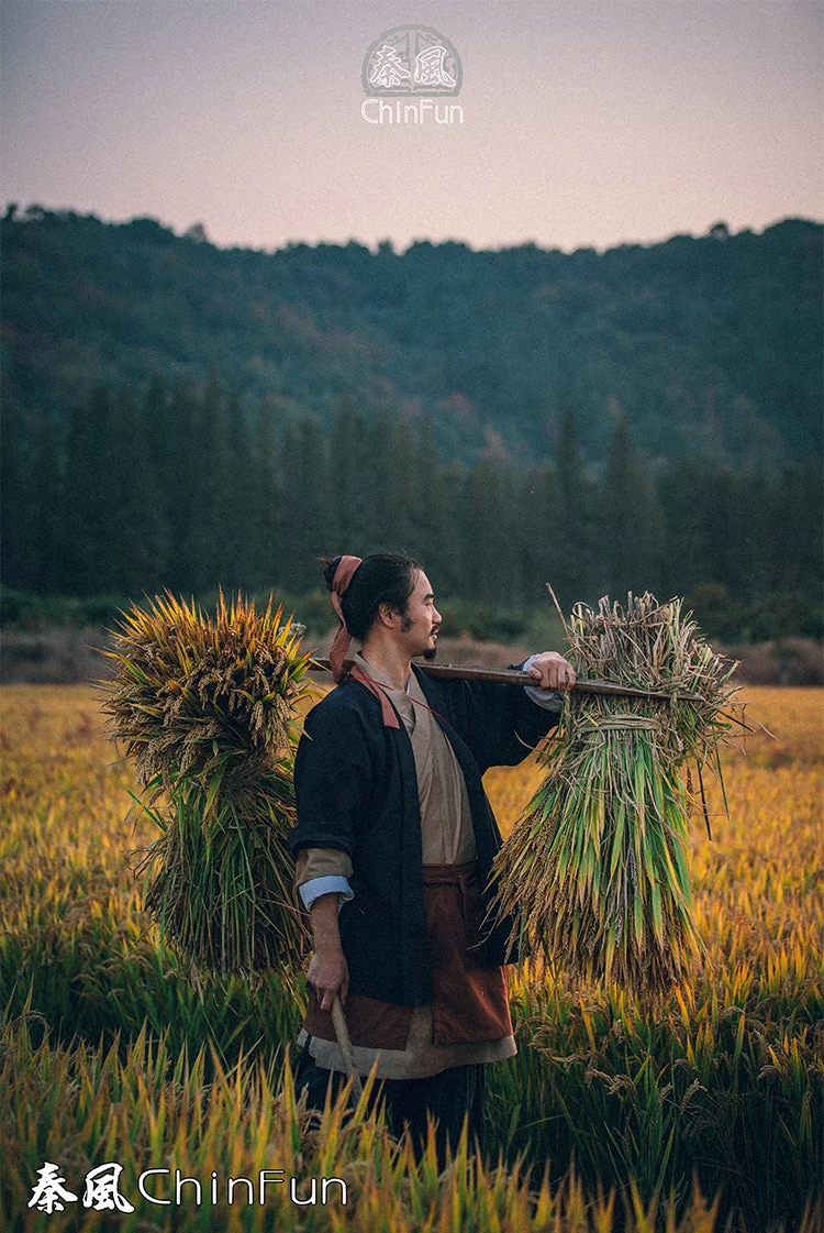 Nong Min 农民 Farmer's Han Ming Men's & Unisex Commoner Hanfu Shanku Set - Image 3
