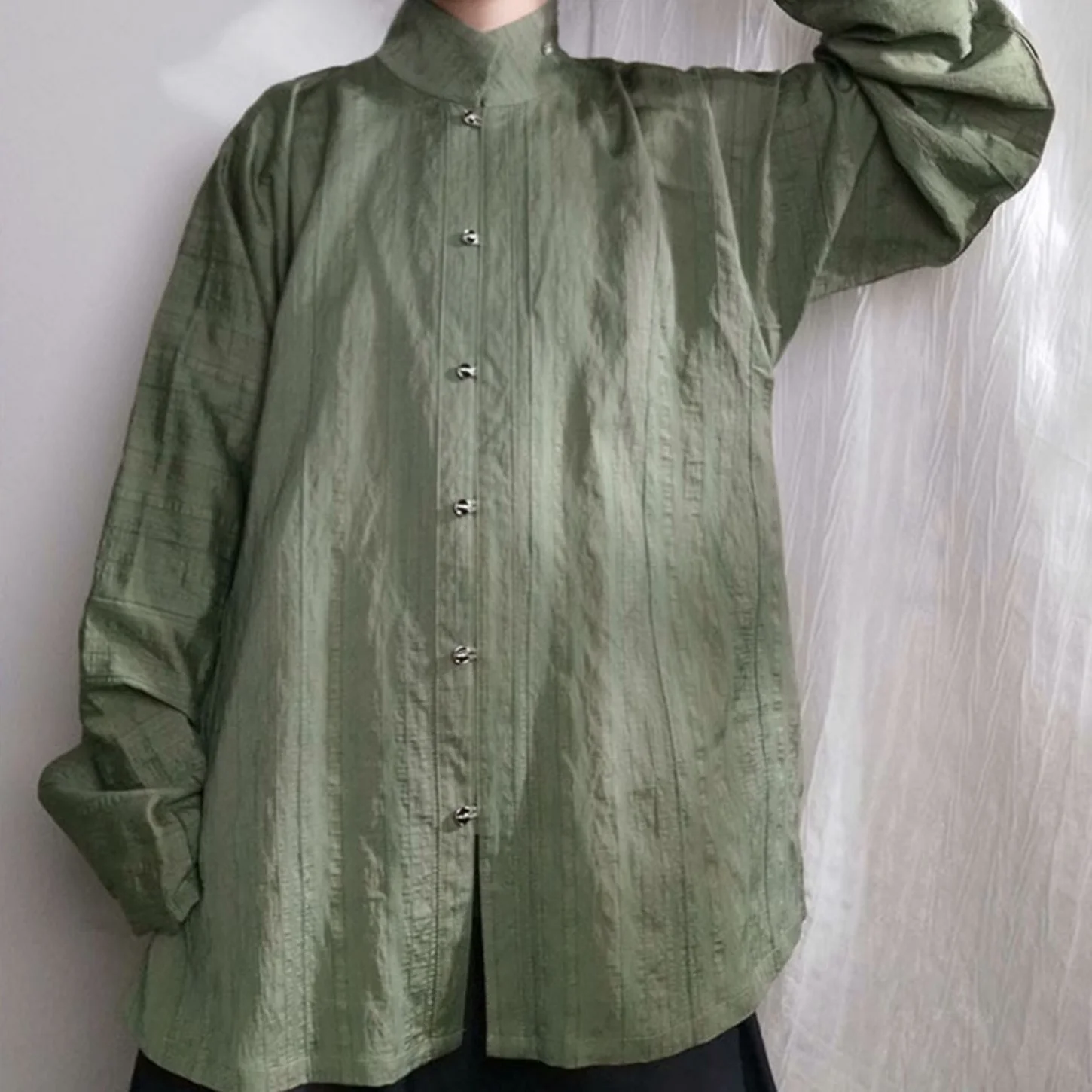 Old Wine 古酒 Modernized Ming Dynasty Men's Liling Duijin Shan Daily Standing Collar Top - Image 4
