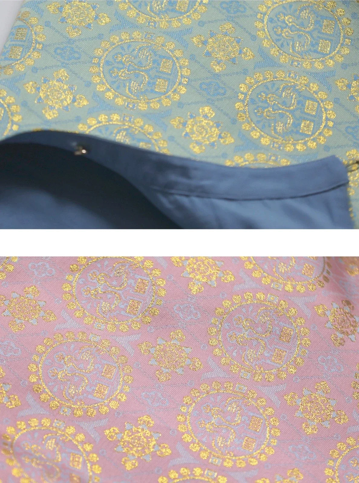 Pearl Birds 团窠联珠对鸟纹 Brocade Unisex Yuanlingpao Round Collar Robe - Image 10