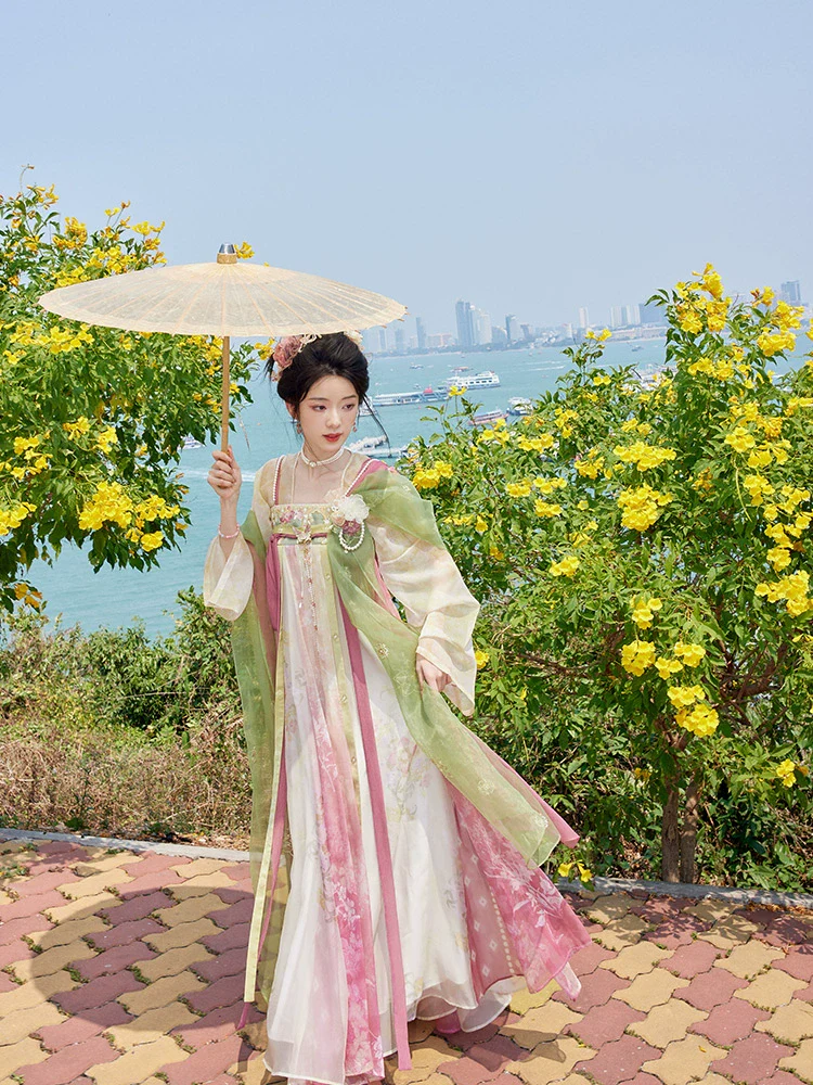 Peiyu Chunfeng 佩玉春风 Jade Breeze Modernized Tang Dynasty Qixiong Ruqun Dress Set - Image 3