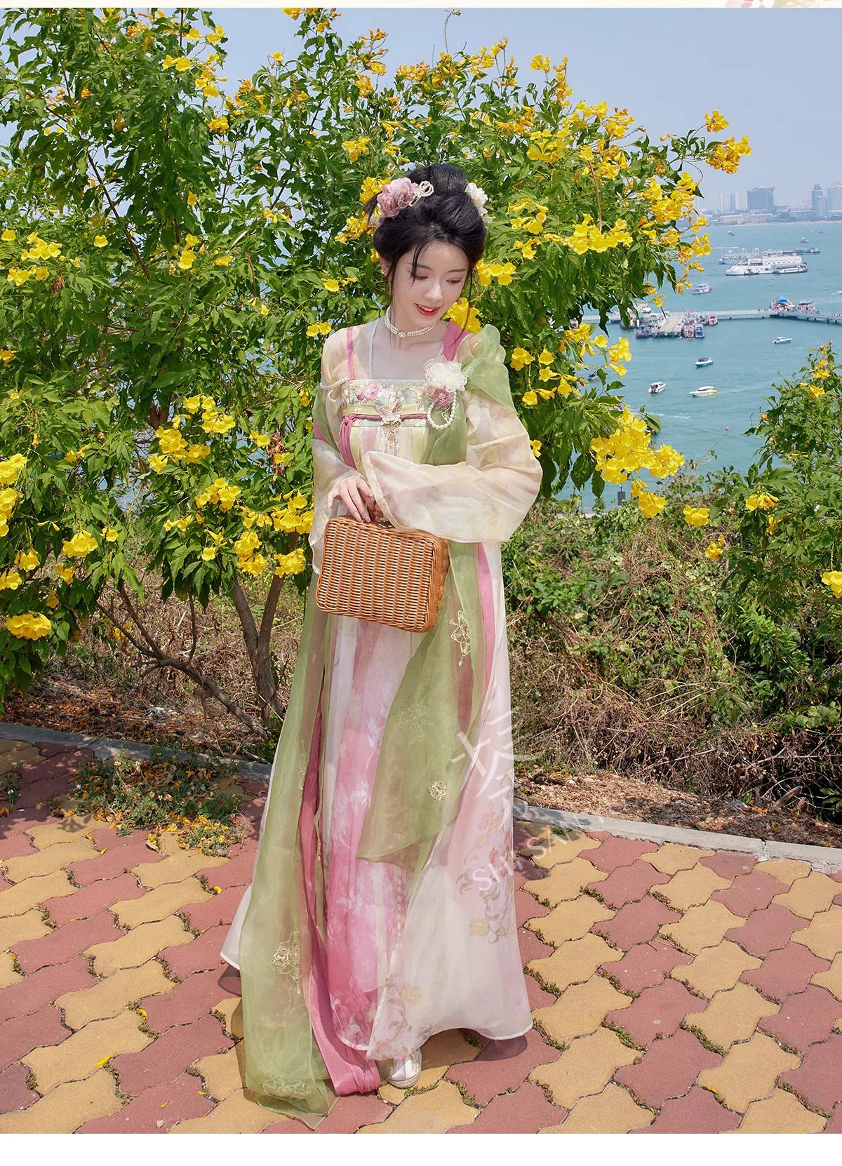 Peiyu Chunfeng 佩玉春风 Jade Breeze Modernized Tang Dynasty Qixiong Ruqun Dress Set - Image 5