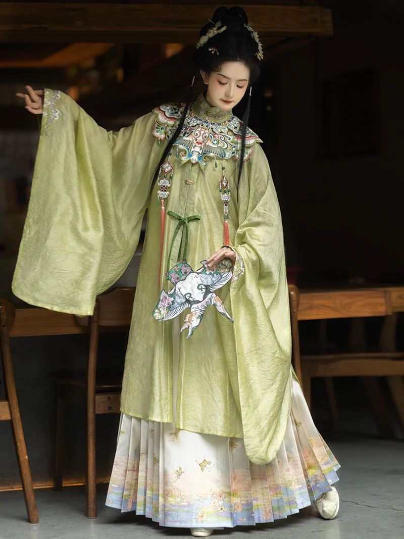Piao Zheng 飘筝 Floating Kites Modernized Ming Yunjian Cloud Collar Long Top & Mamian Skirt Set - Image 5