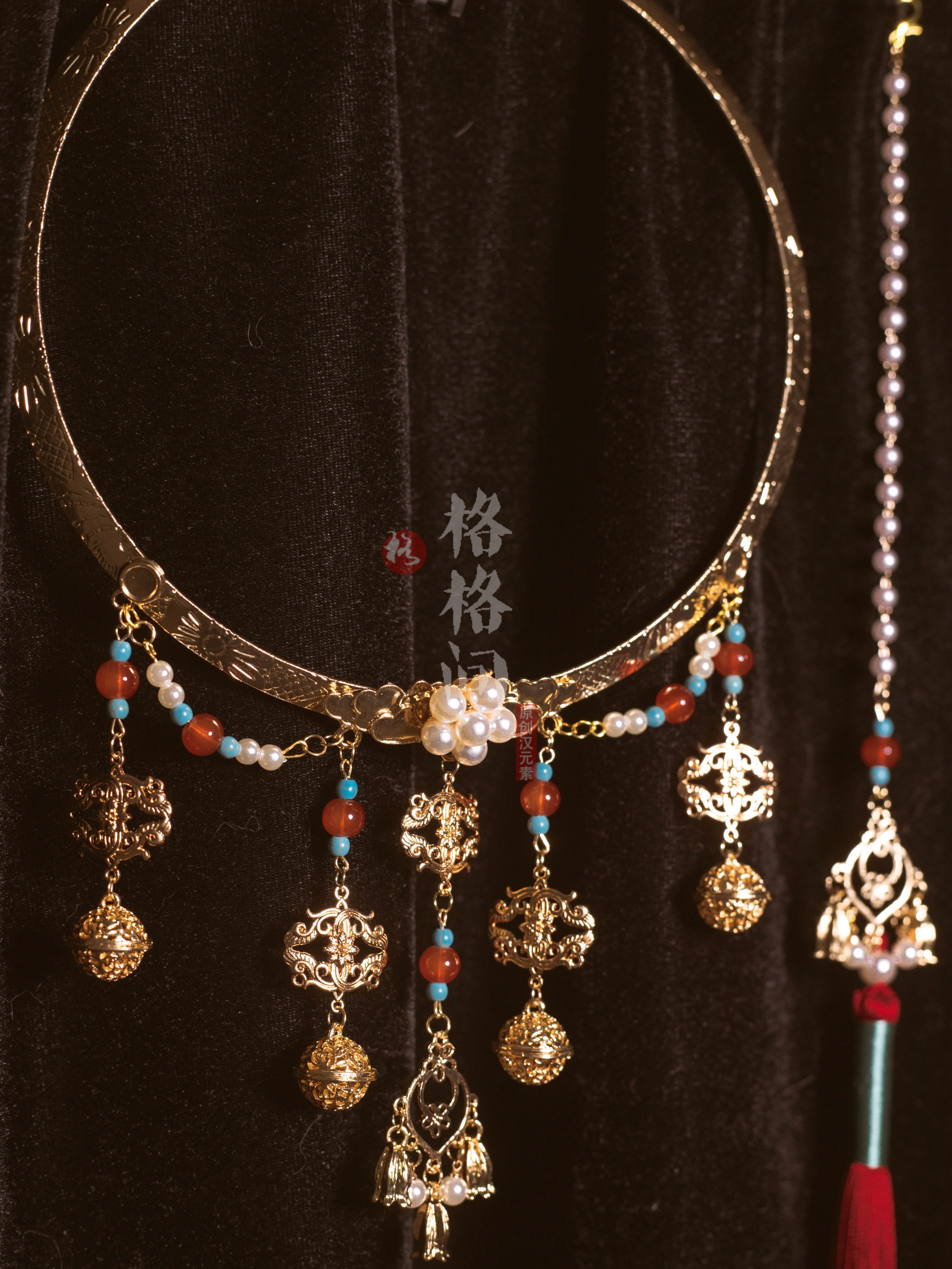 Pingan Suo 平安锁 Ming Dynasty Bells & Locket Back Cloud Necklace - Image 5