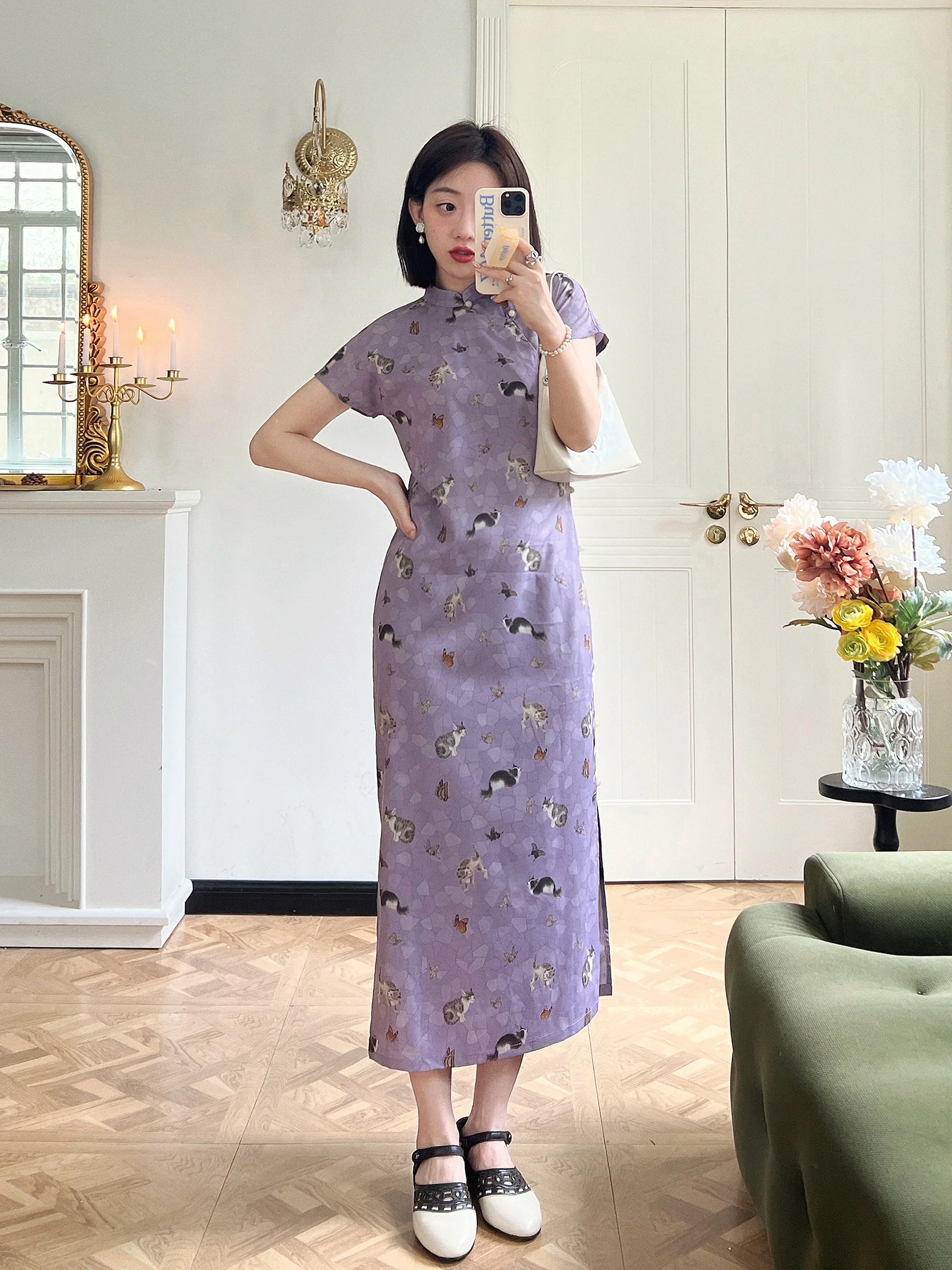 Limao Xidie 狸猫戏蝶 Kitty & Butterfly Modernized Qipao - Image 11