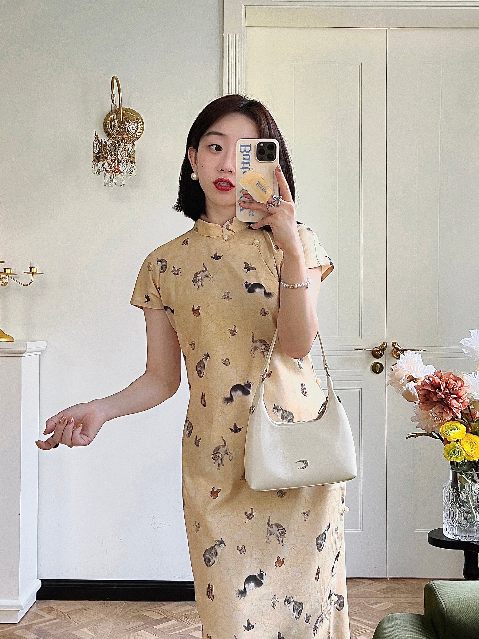 Limao Xidie 狸猫戏蝶 Kitty & Butterfly Modernized Qipao - Image 3