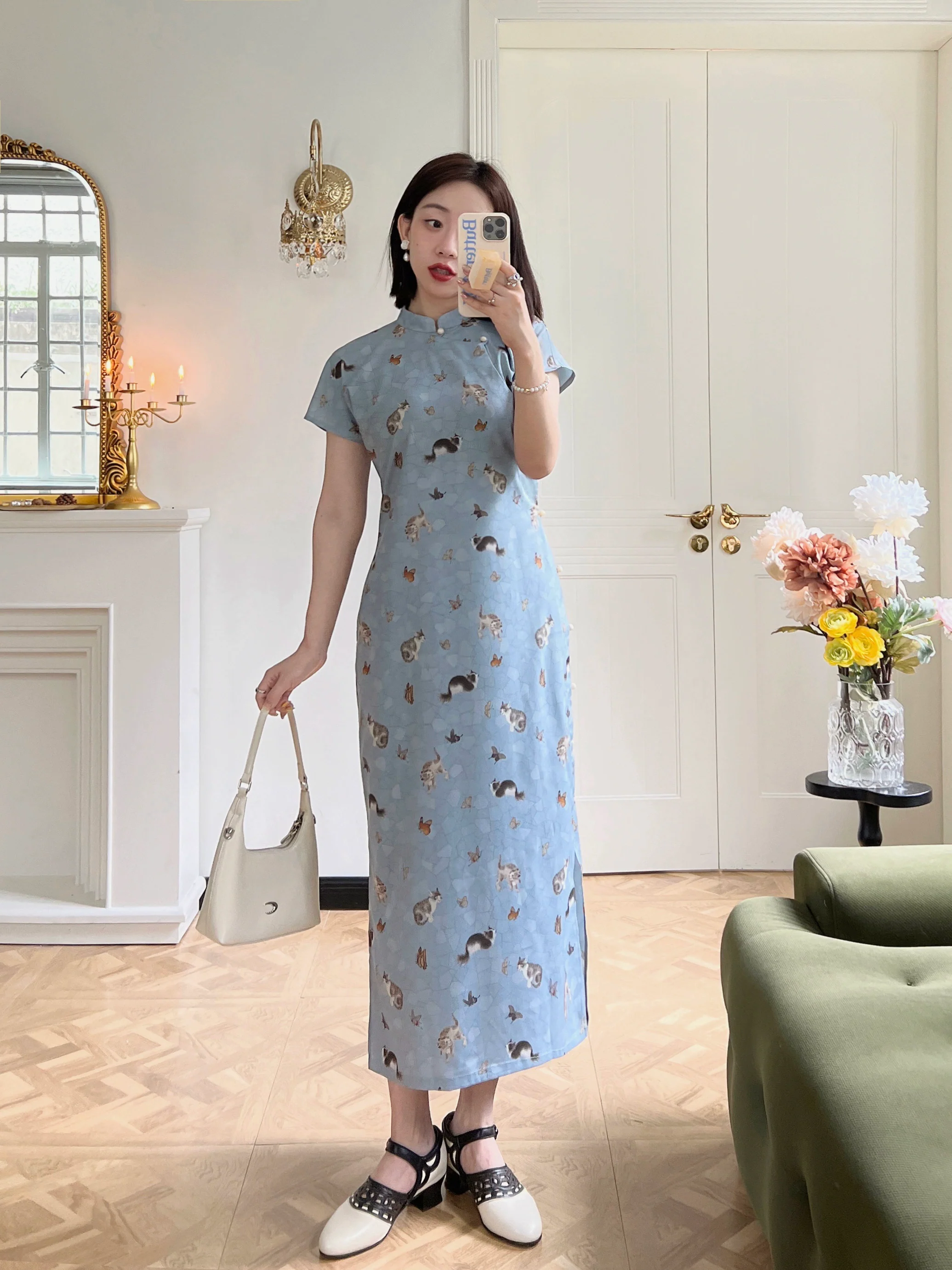 Limao Xidie 狸猫戏蝶 Kitty & Butterfly Modernized Qipao - Image 7