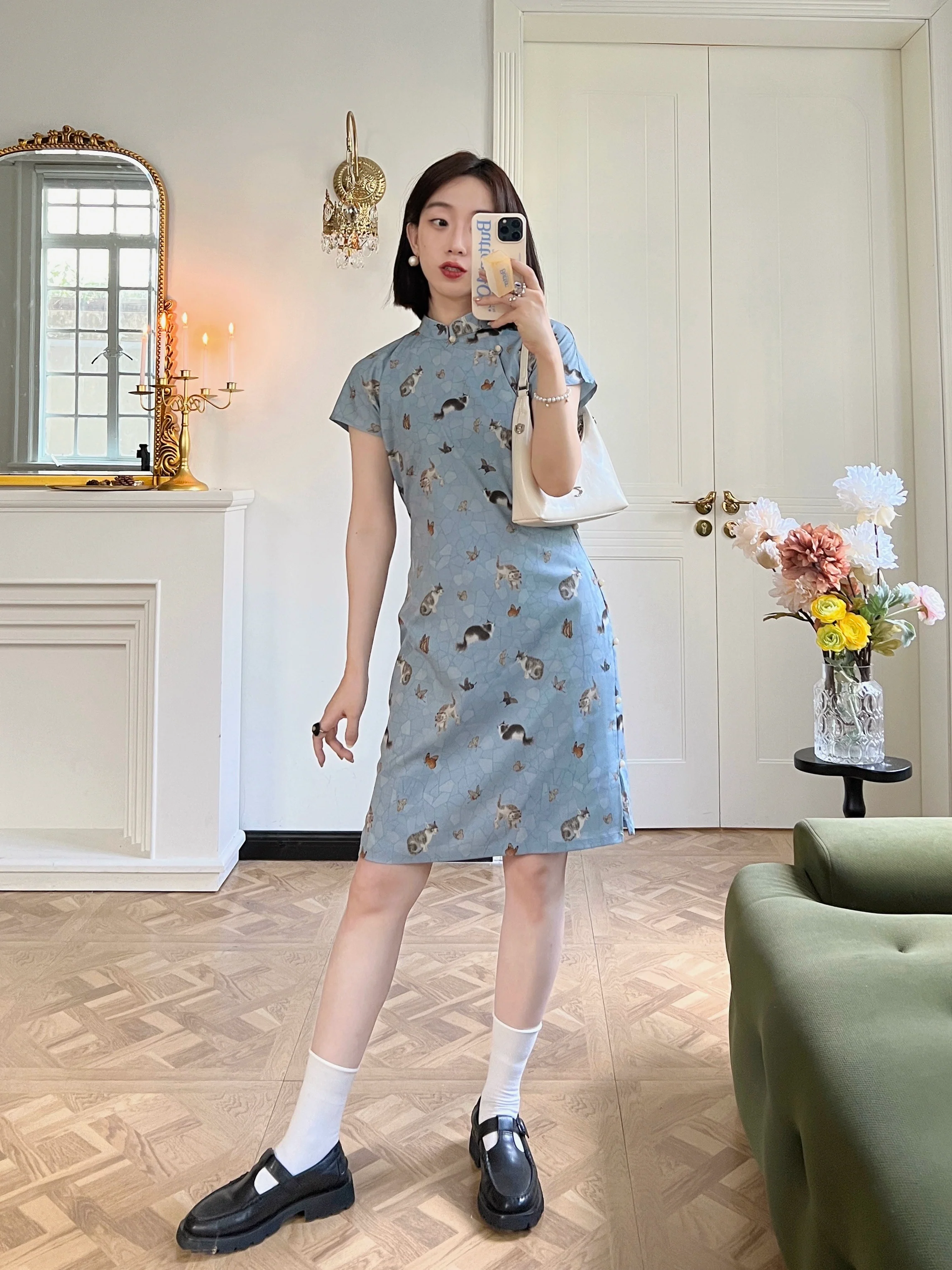 Limao Xidie 狸猫戏蝶 Kitty & Butterfly Modernized Qipao - Image 8