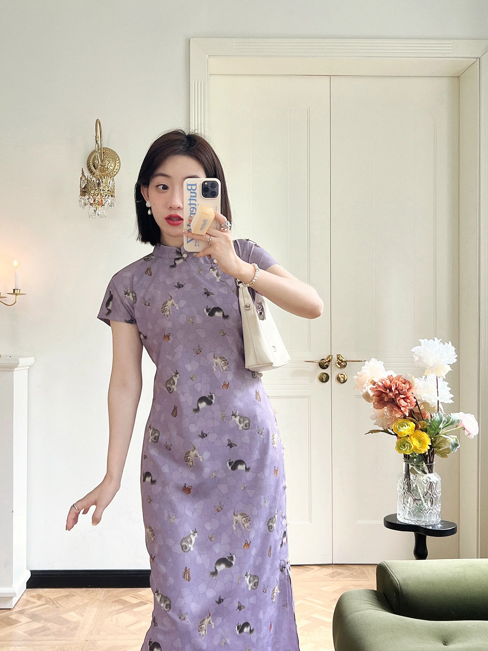 Limao Xidie 狸猫戏蝶 Kitty & Butterfly Modernized Qipao - Image 9