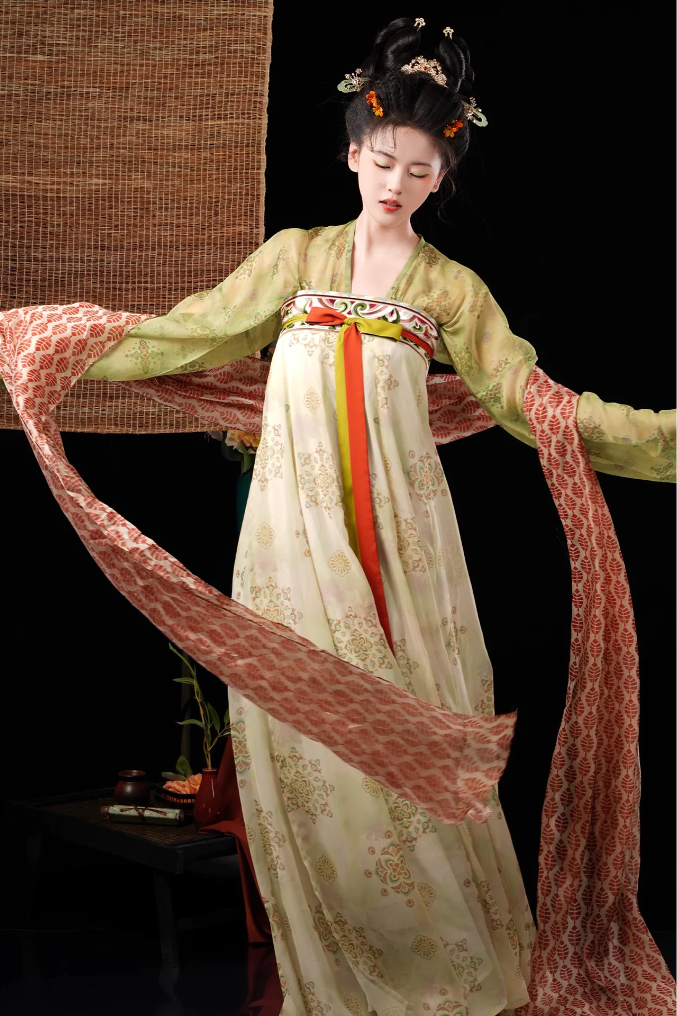 Qing Li 青璃 Bamboo Glaze Tang Dynasty Embroidered Hezi Restoration Qixiong Ruqun Set - Image 6