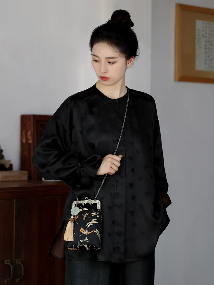 Qing Ting 蜻蜓 Dragonfly Jade Brocade Phone Purse - Image 4