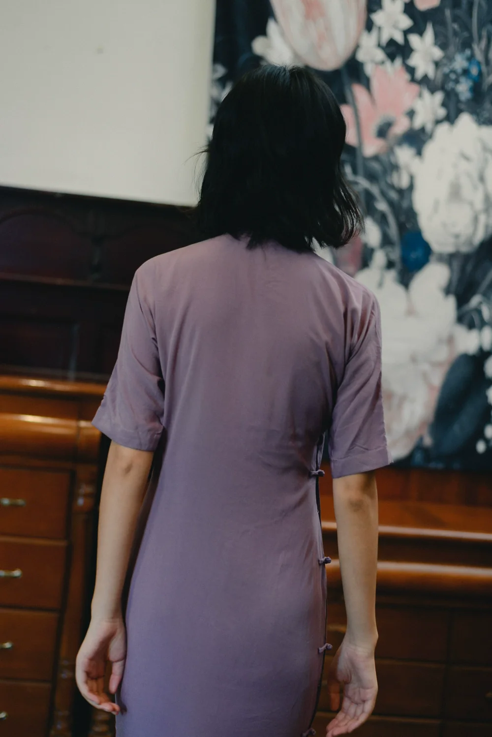 Qing Yan 轻烟 1930s Dusty Rose Half Sleeve Daily Qipao - Image 4