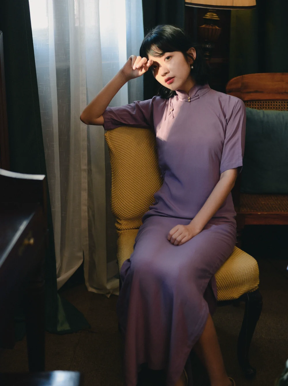 Qing Yan 轻烟 1930s Dusty Rose Half Sleeve Daily Qipao - Image 8
