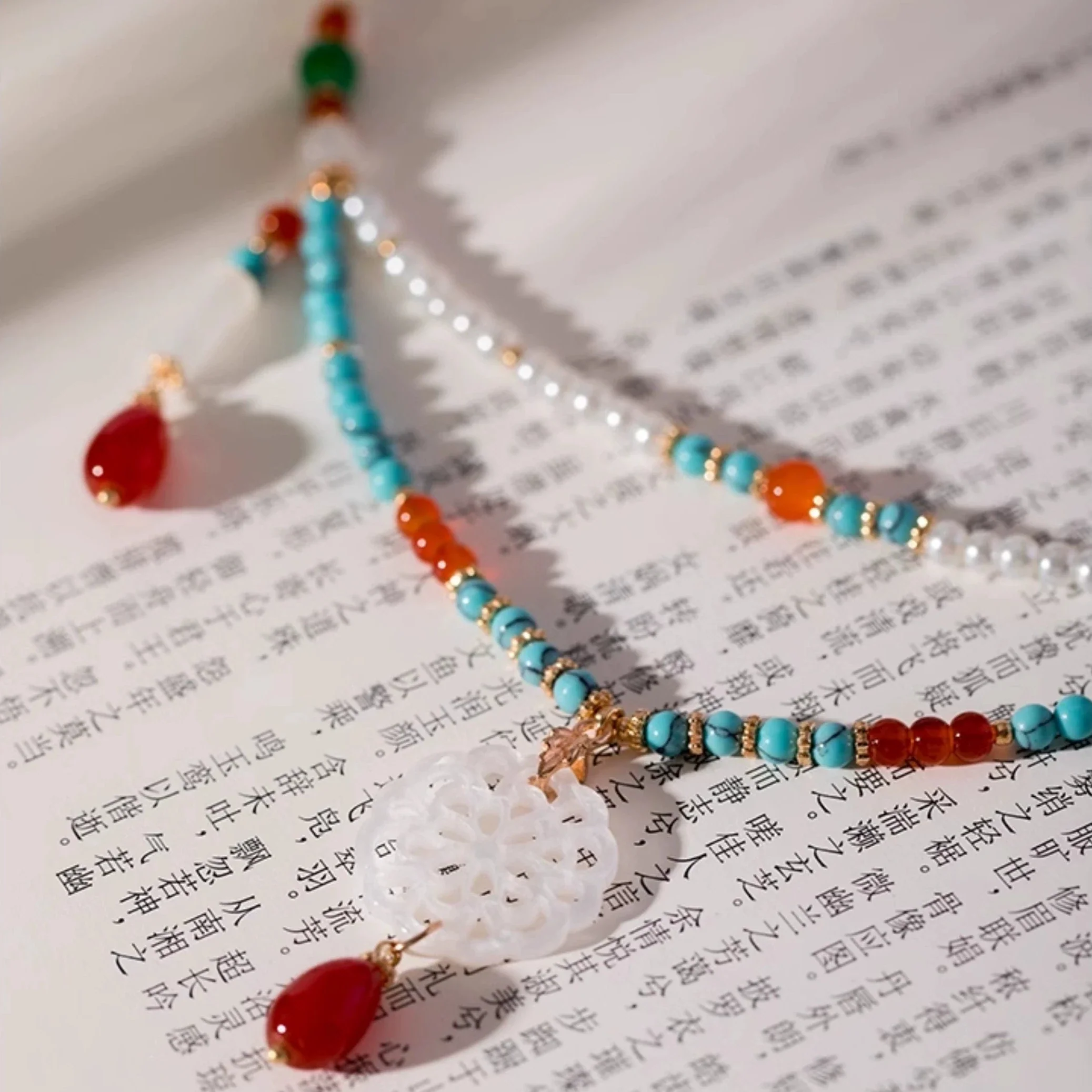 Qiong Zhi 琼枝 Double Layered Beaded Lotus Necklace - Image 6