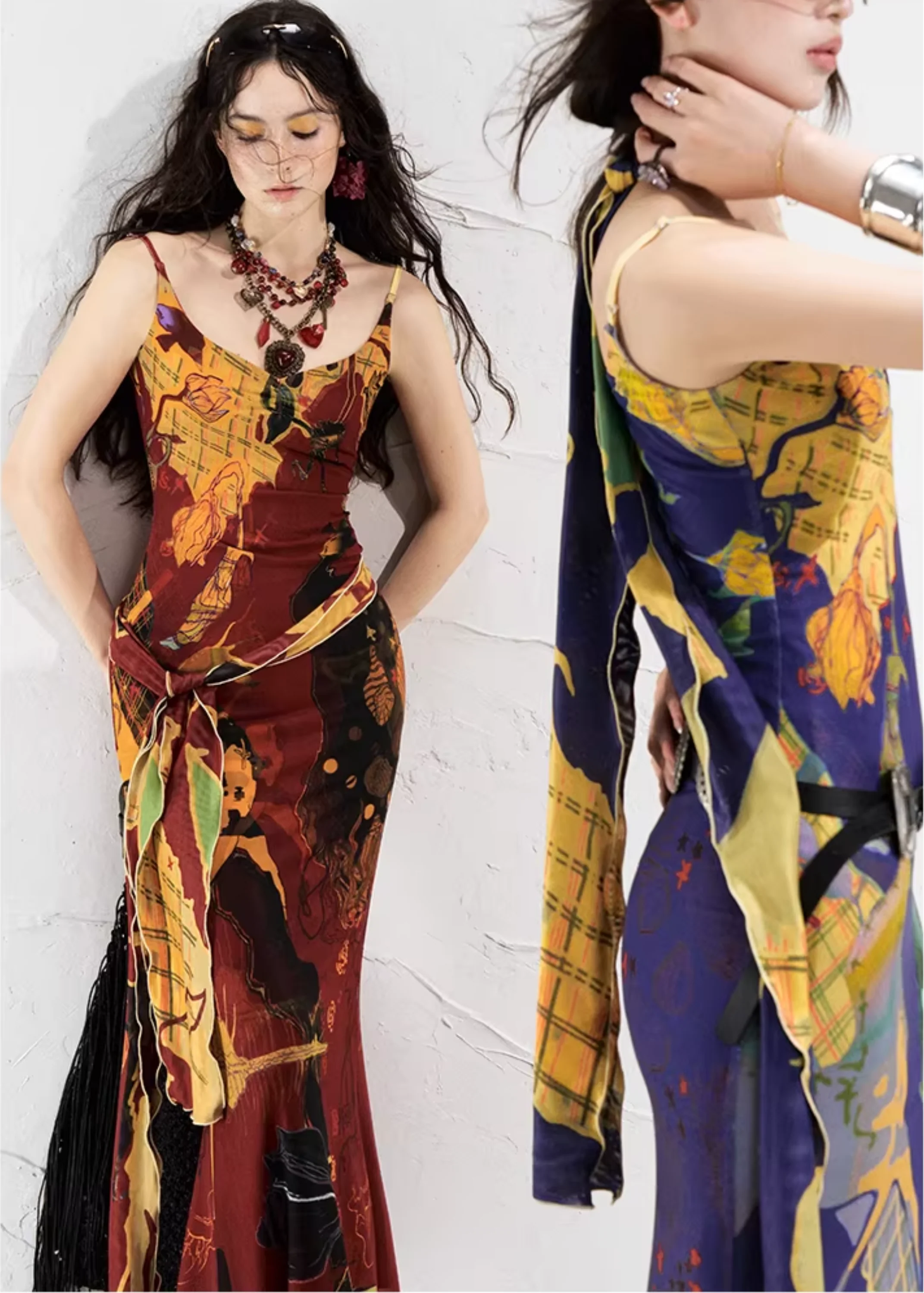 Real Illusions 真实幻境 New Chinese Style Abstract Color Block Hand Drawn Dress - Image 13