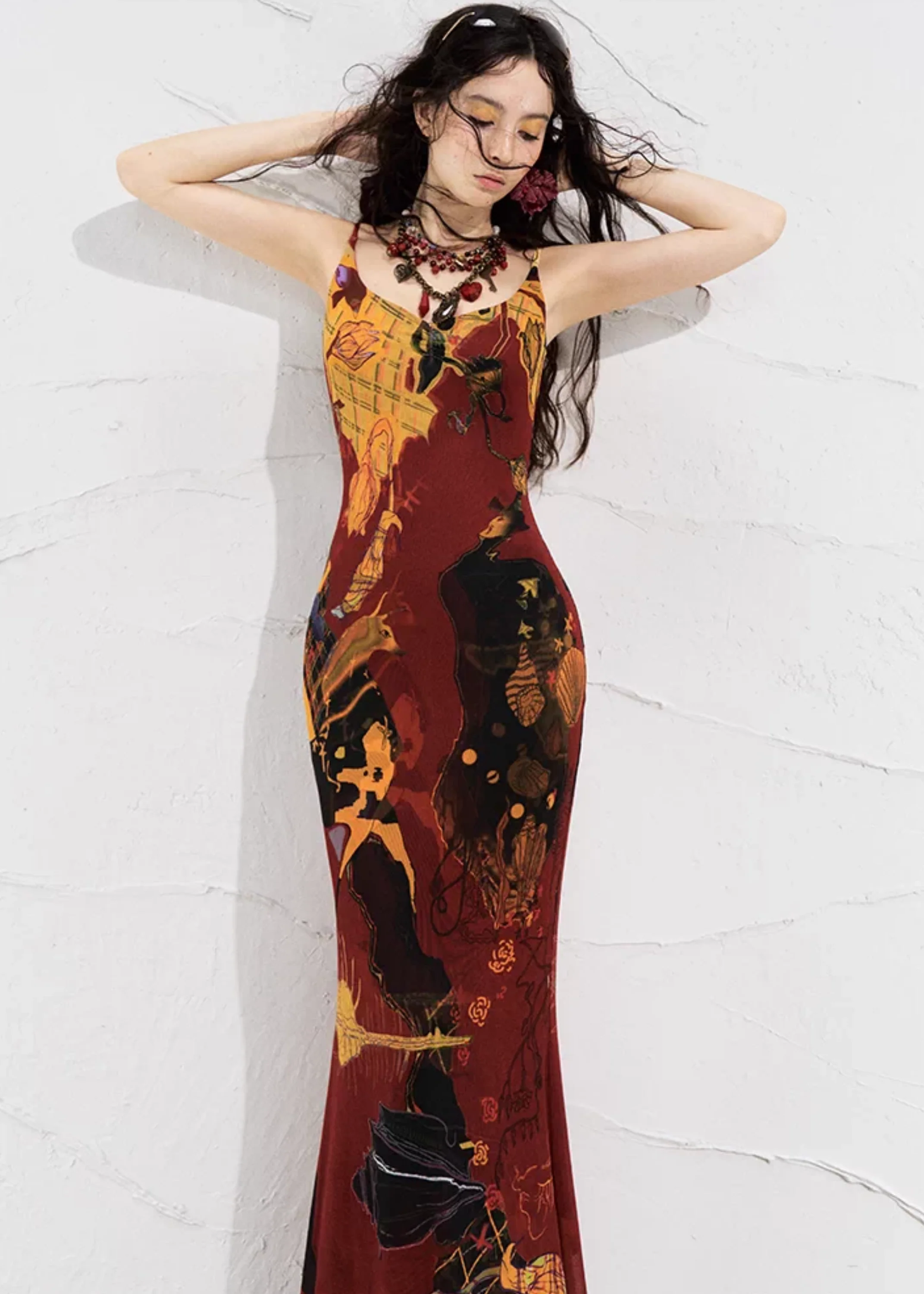Real Illusions 真实幻境 New Chinese Style Abstract Color Block Hand Drawn Dress - Image 15