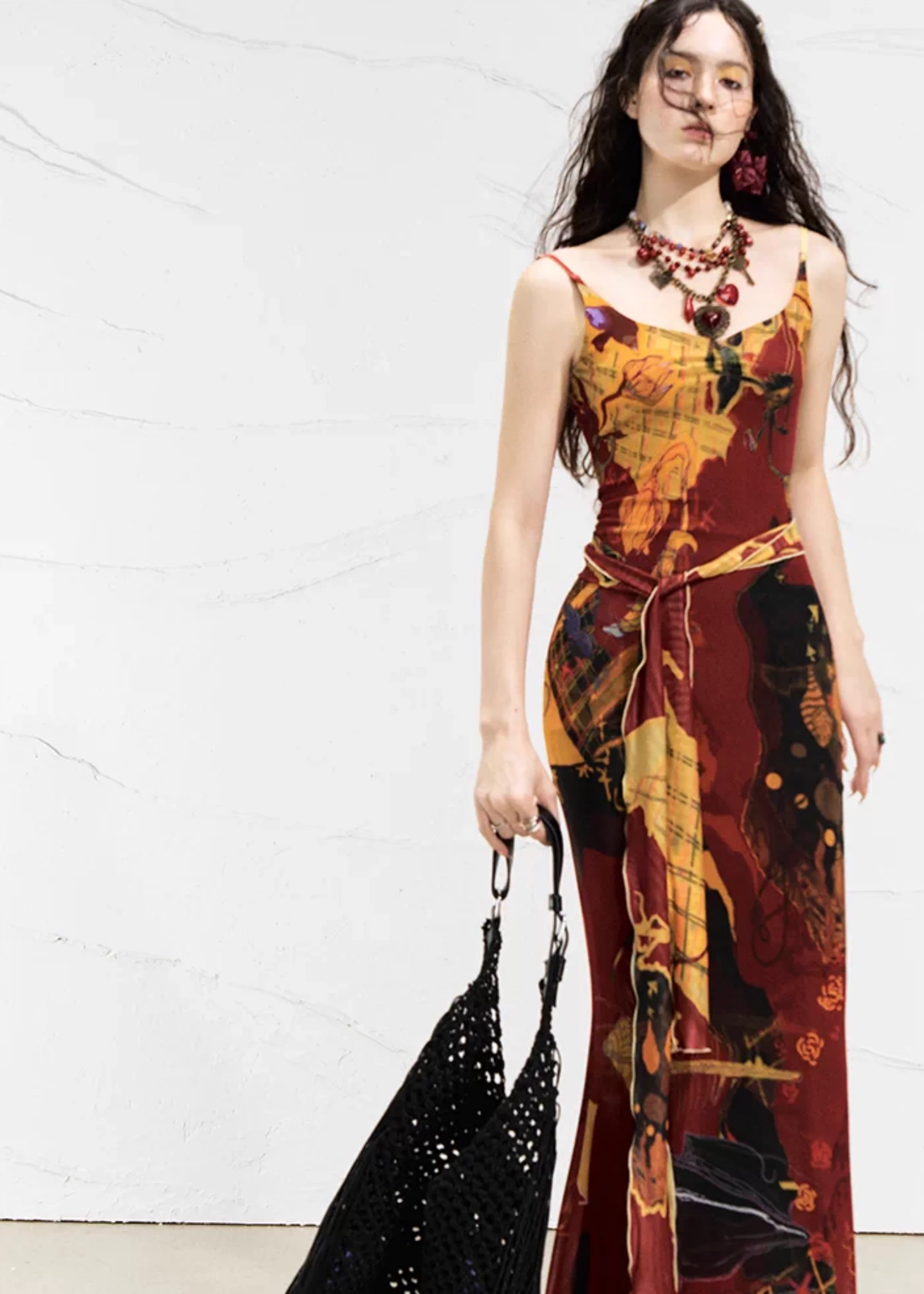 Real Illusions 真实幻境 New Chinese Style Abstract Color Block Hand Drawn Dress - Image 4
