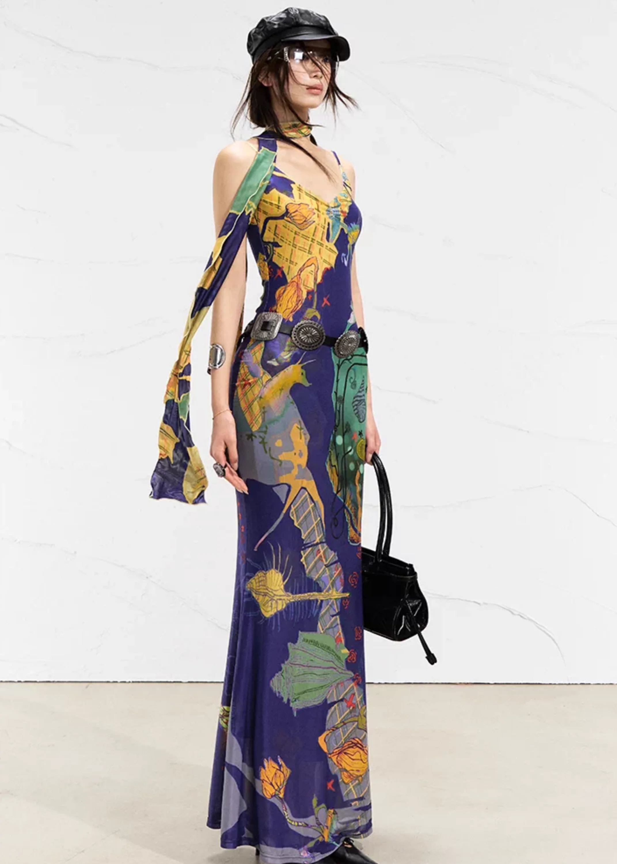 Real Illusions 真实幻境 New Chinese Style Abstract Color Block Hand Drawn Dress - Image 5