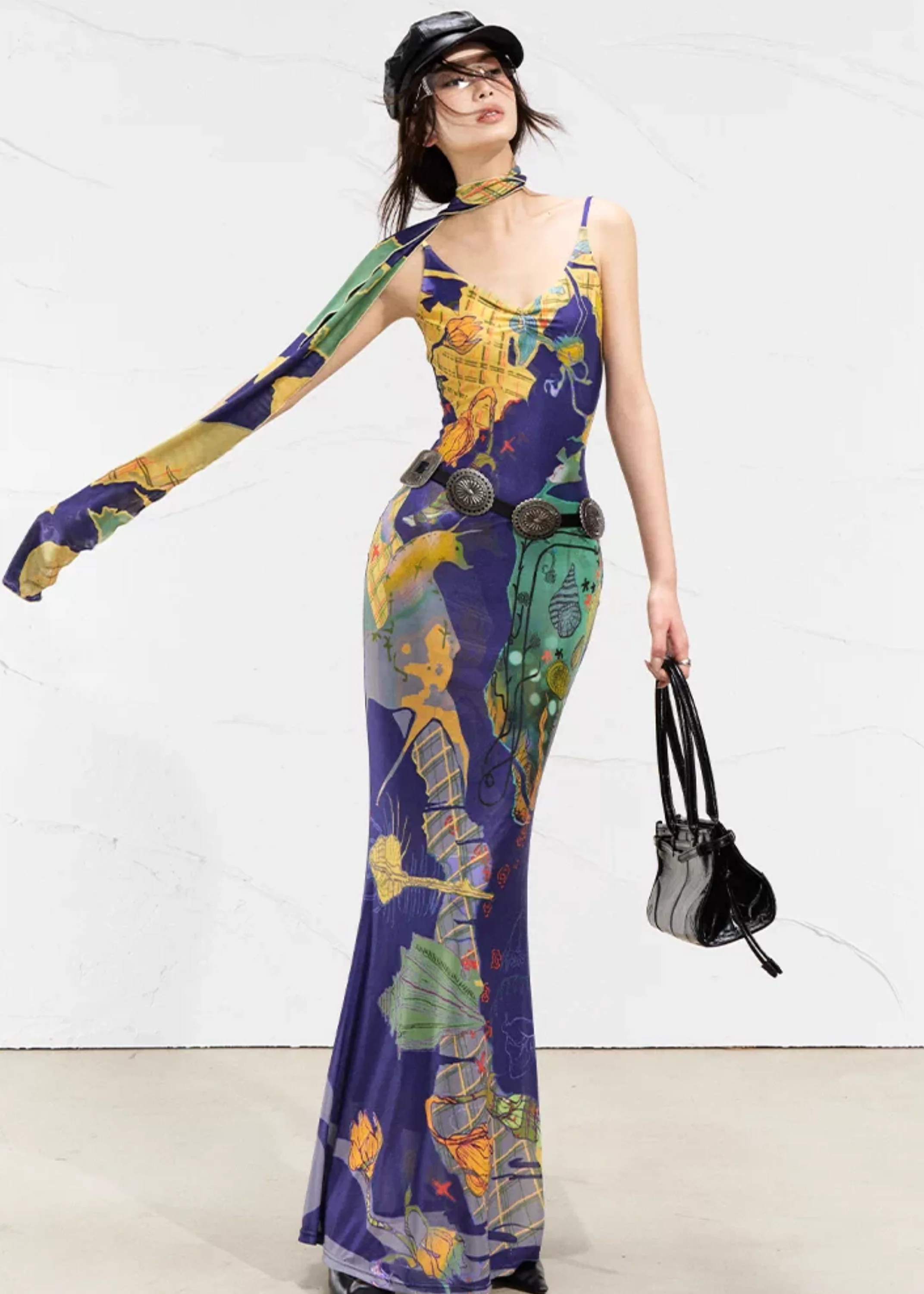Real Illusions 真实幻境 New Chinese Style Abstract Color Block Hand Drawn Dress - Image 6