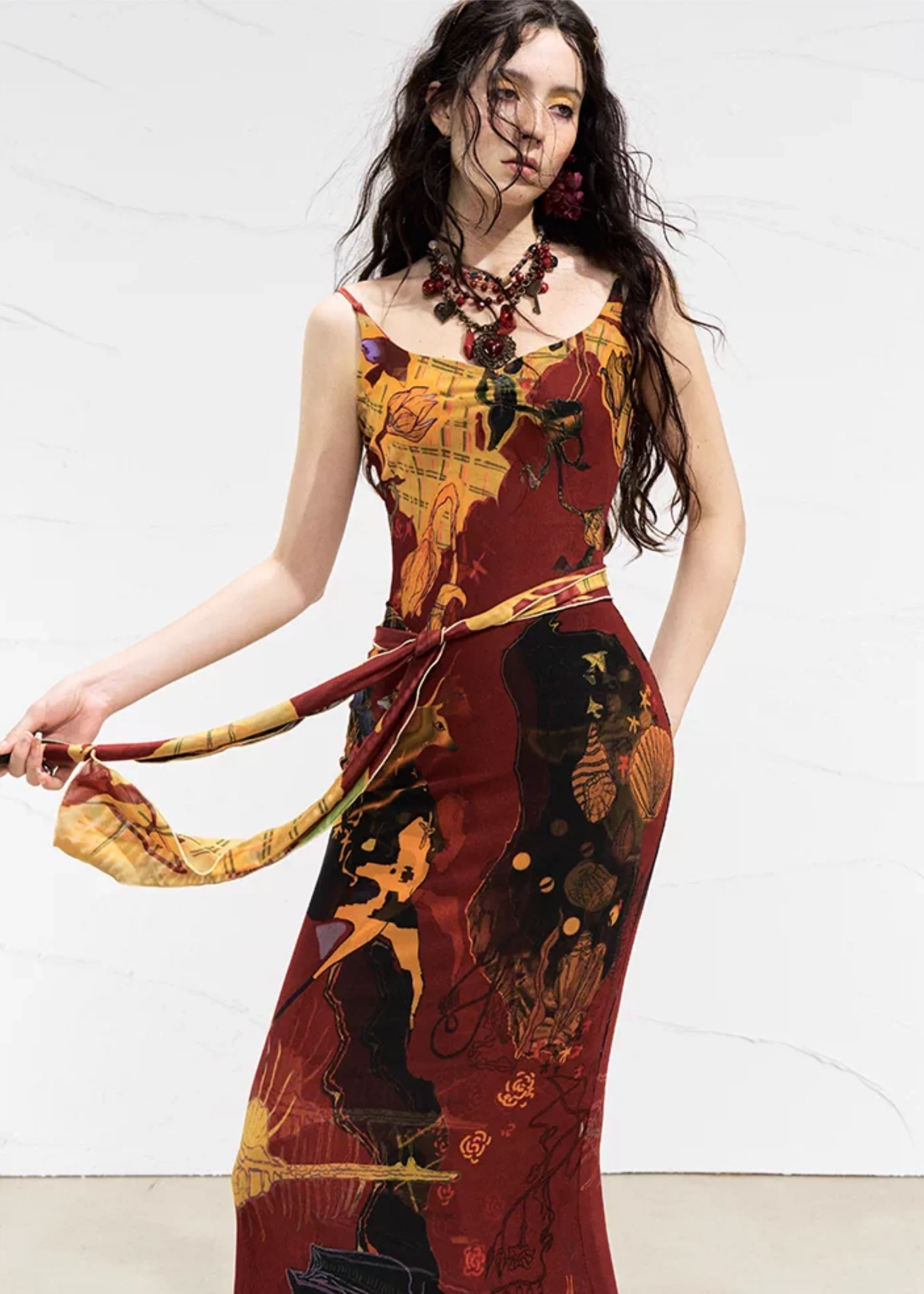 Real Illusions 真实幻境 New Chinese Style Abstract Color Block Hand Drawn Dress - Image 9