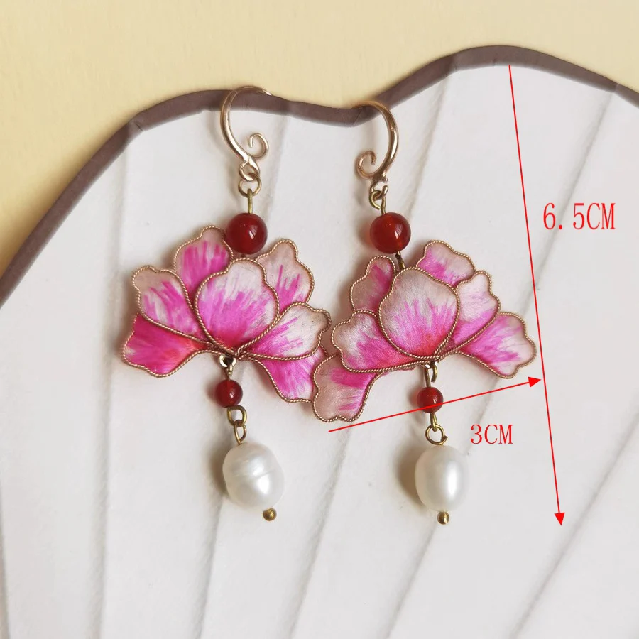 Rong Hua 绒花 Velvet Flower Earrings - Image 5