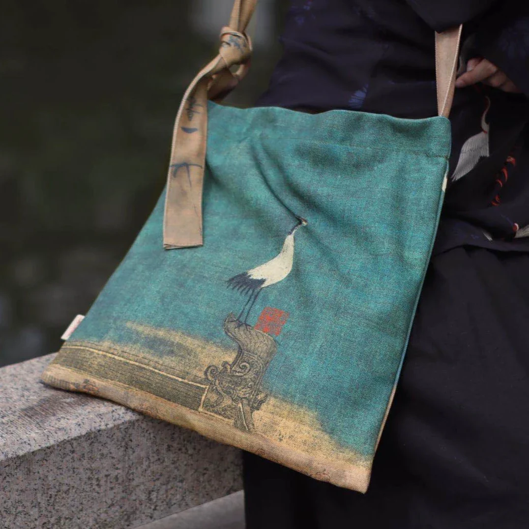 Rui Hé 瑞鹤图 Auspicious Cranes Painting Tote Bag - Image 6