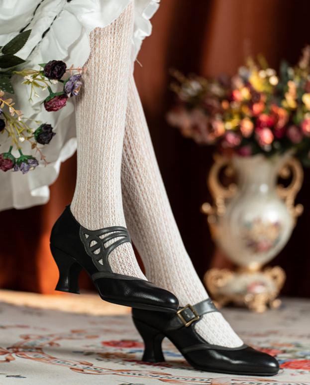 San Hé 三河 Three Rivers 1930s Triple Strap & Buckle Genuine Leather Heels - Image 7