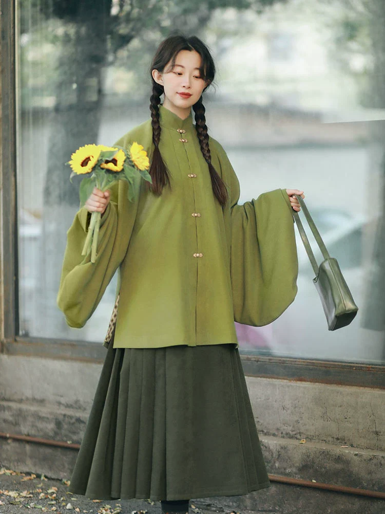 Sen Lin 森林 Forest Fairy Modernized Ming Dynasty Liling Top & Easy-Wear Mamian Set - Image 3