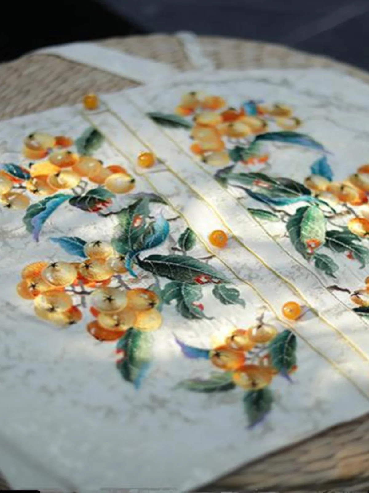 Shan Zha 山楂 Hawthorn Ming Dynasty Hand Embroidered Zhuyao Undergarment - Image 3
