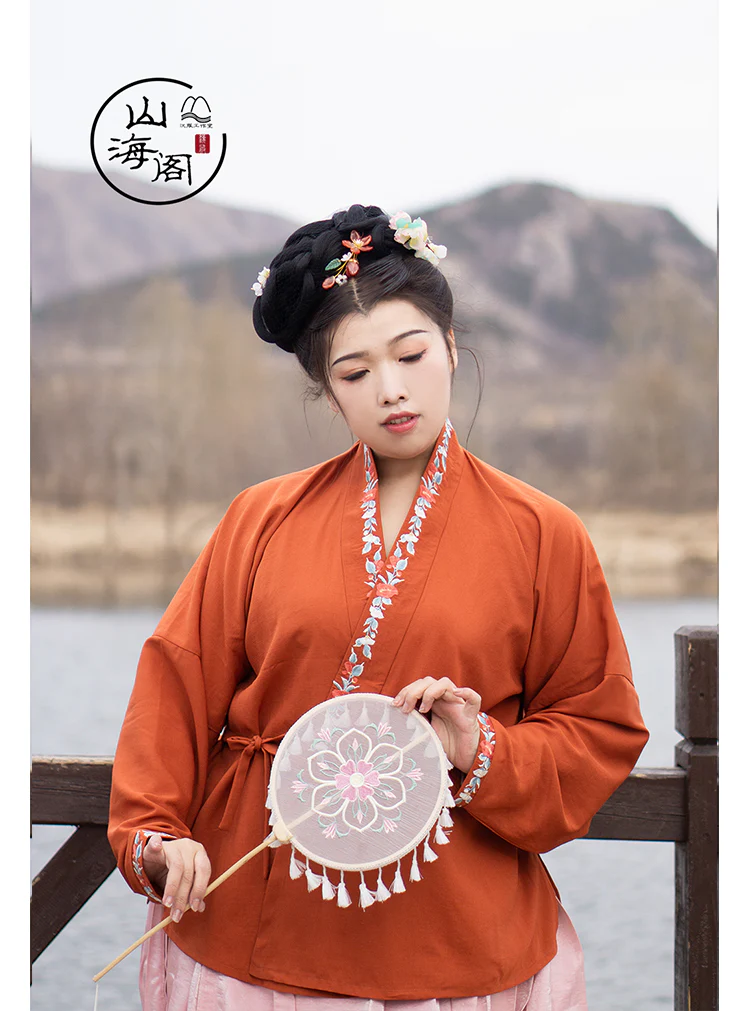 Shancha Hua 山茶花 Camellia Wreath Early Ming Plus Size Embroidered Jiaoling Yuanling Ao Shirt - Image 12