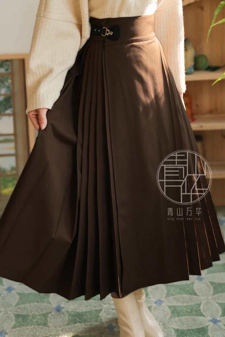 Shang Ban 上班 Work Commute Modernized Ming Dynasty Midi Mamian Skirt - Image 2