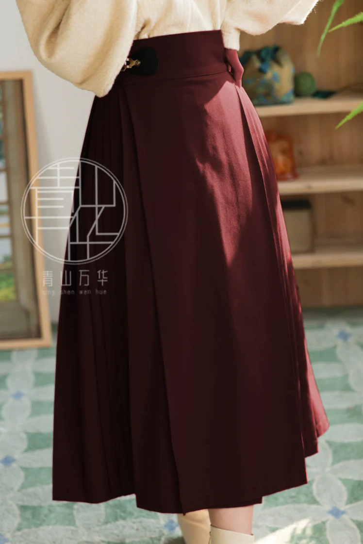 Shang Ban 上班 Work Commute Modernized Ming Dynasty Midi Mamian Skirt - Image 3