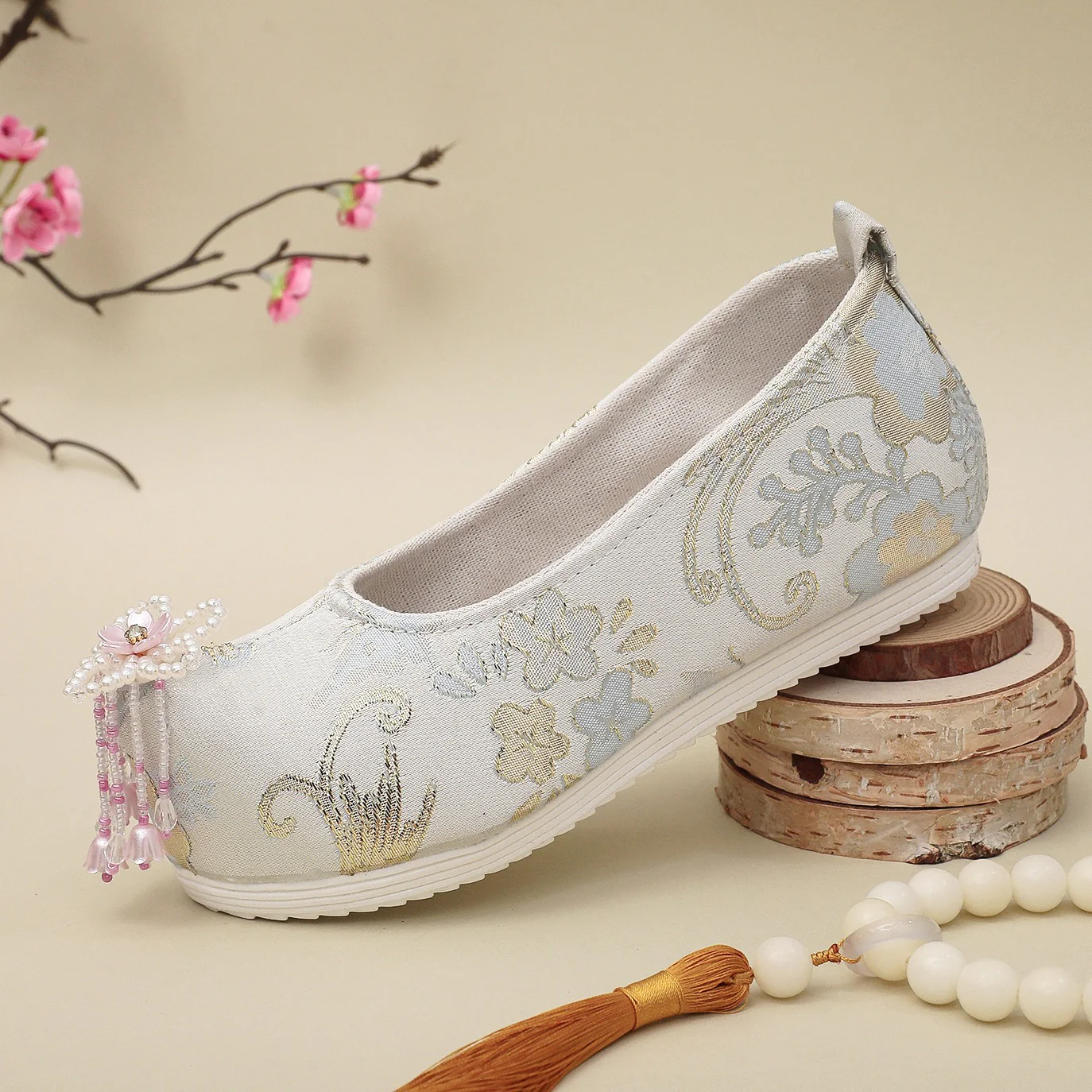 Shanhui Jiao 珊瑚礁 Coral Reef Song Ming Floral Brocade Pearl Flower Qiao Tou Shoes - Image 10