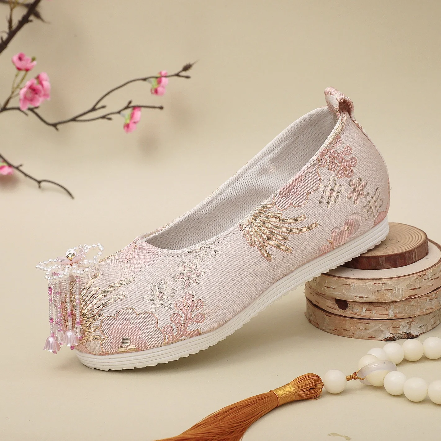 Shanhui Jiao 珊瑚礁 Coral Reef Song Ming Floral Brocade Pearl Flower Qiao Tou Shoes - Image 11