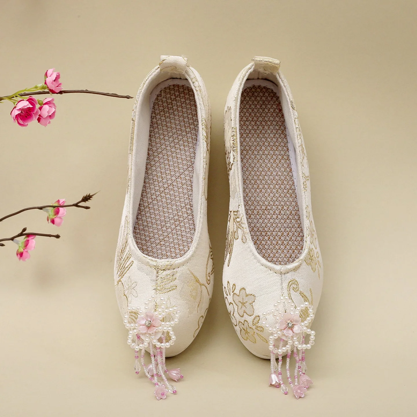 Shanhui Jiao 珊瑚礁 Coral Reef Song Ming Floral Brocade Pearl Flower Qiao Tou Shoes - Image 14