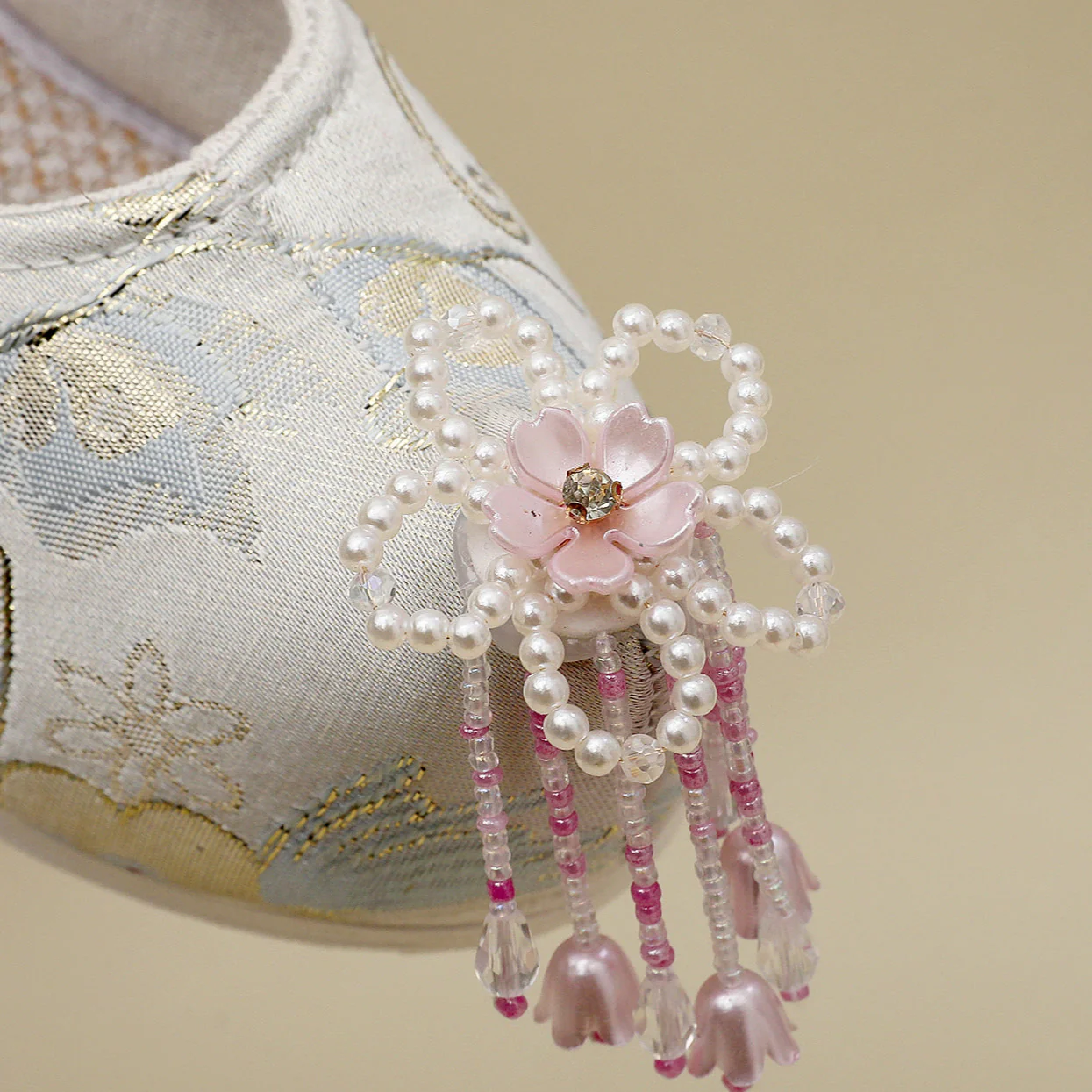 Shanhui Jiao 珊瑚礁 Coral Reef Song Ming Floral Brocade Pearl Flower Qiao Tou Shoes - Image 15