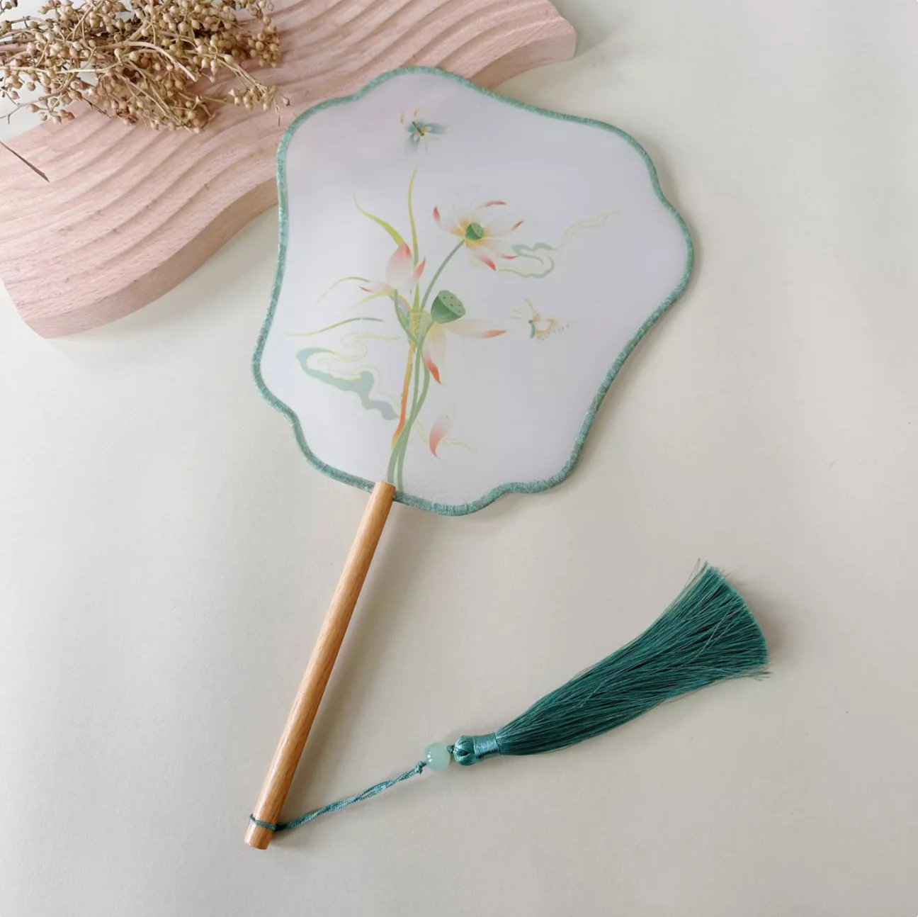 Shanzi 扇子 Translucent Silk Floral Print Tuanshan Round Fan - Image 15
